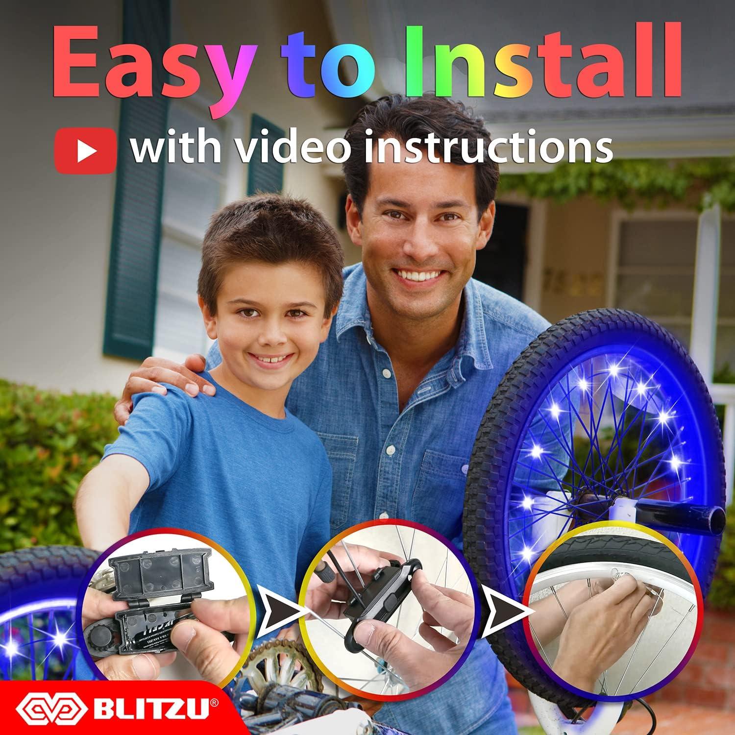 Luces LED para Ruedas de Bicicleta BLITZU, Paquete de 2, 7 Colores