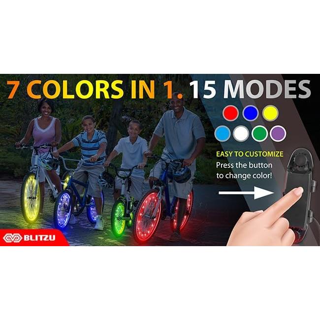 Luces LED para Ruedas de Bicicleta BLITZU, Paquete de 2, 7 Colores