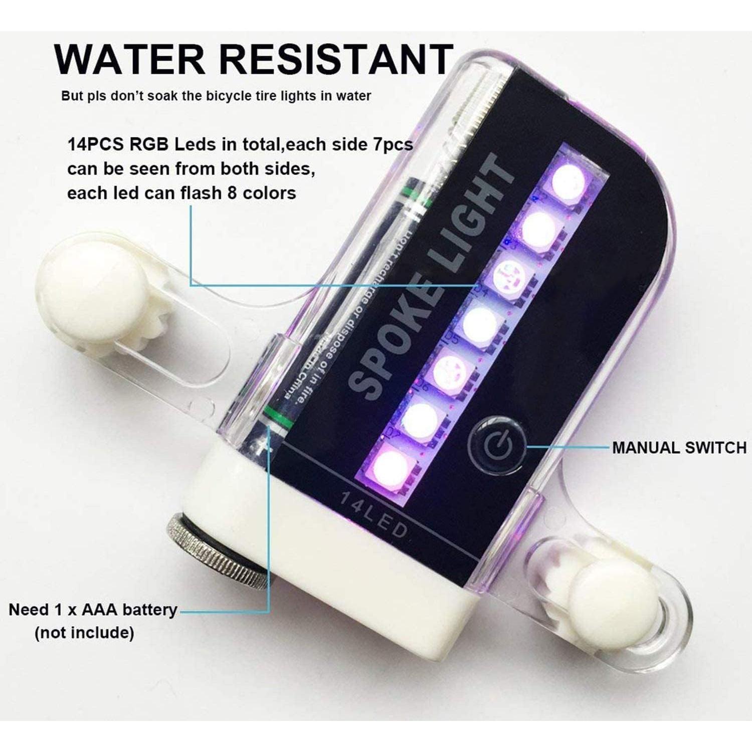 Luces LED para Ruedas de Bicicleta Dorras - Paquete de 2, Impermeables