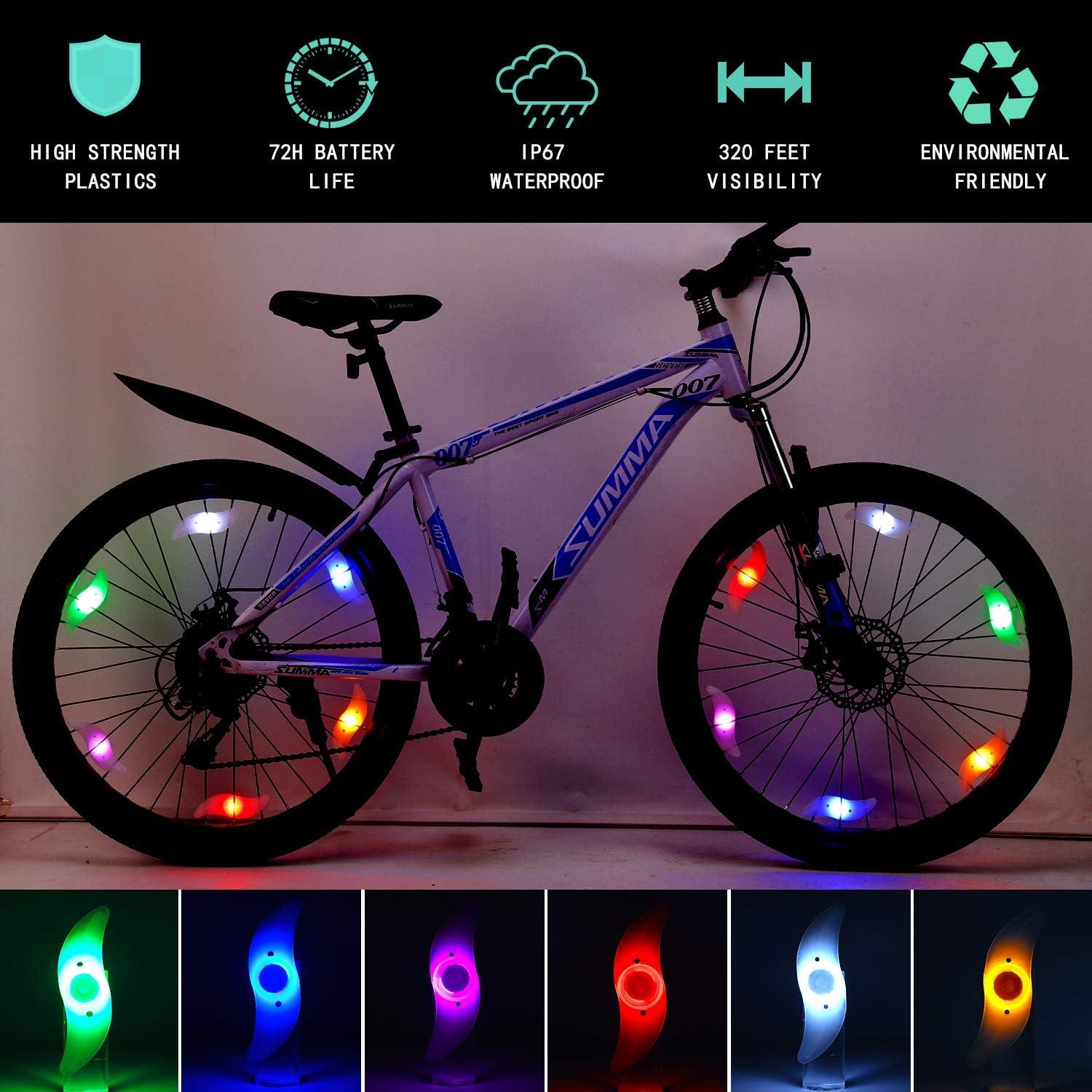 Luces de radios de bicicleta MapleSeeker 6-Pack Multicolor