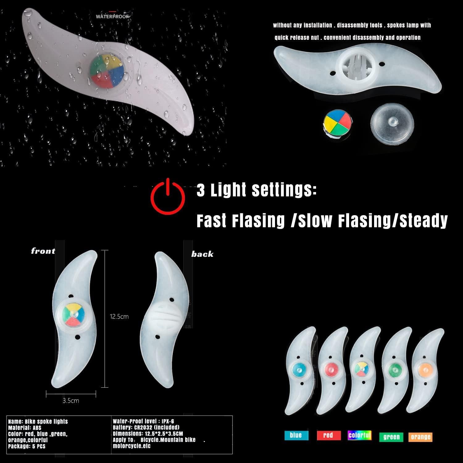 5 Luces LED para Rueda de Bicicleta Constefire, Impermeables