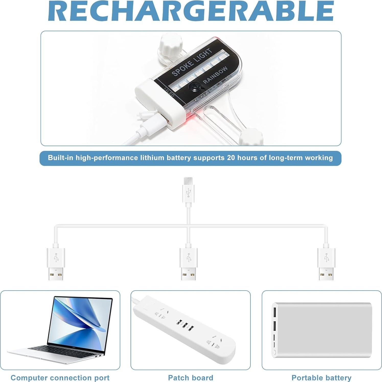 Luces de Rueda LED Recargables PETSTIBLE - 30 Patrones, 2 Modos