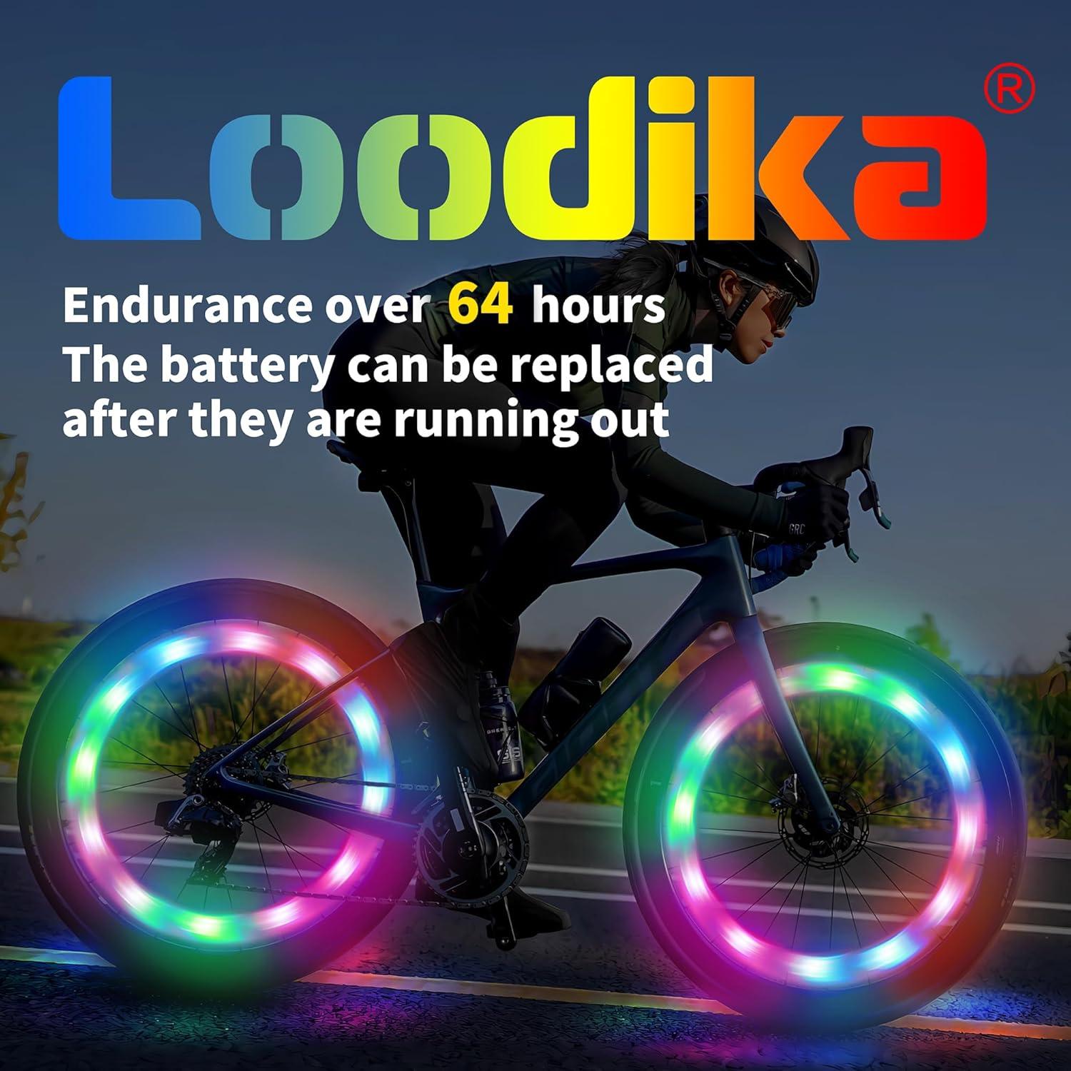 Luces de Rueda de Bicicleta LOODIKA - 2 Pack LED Impermeables