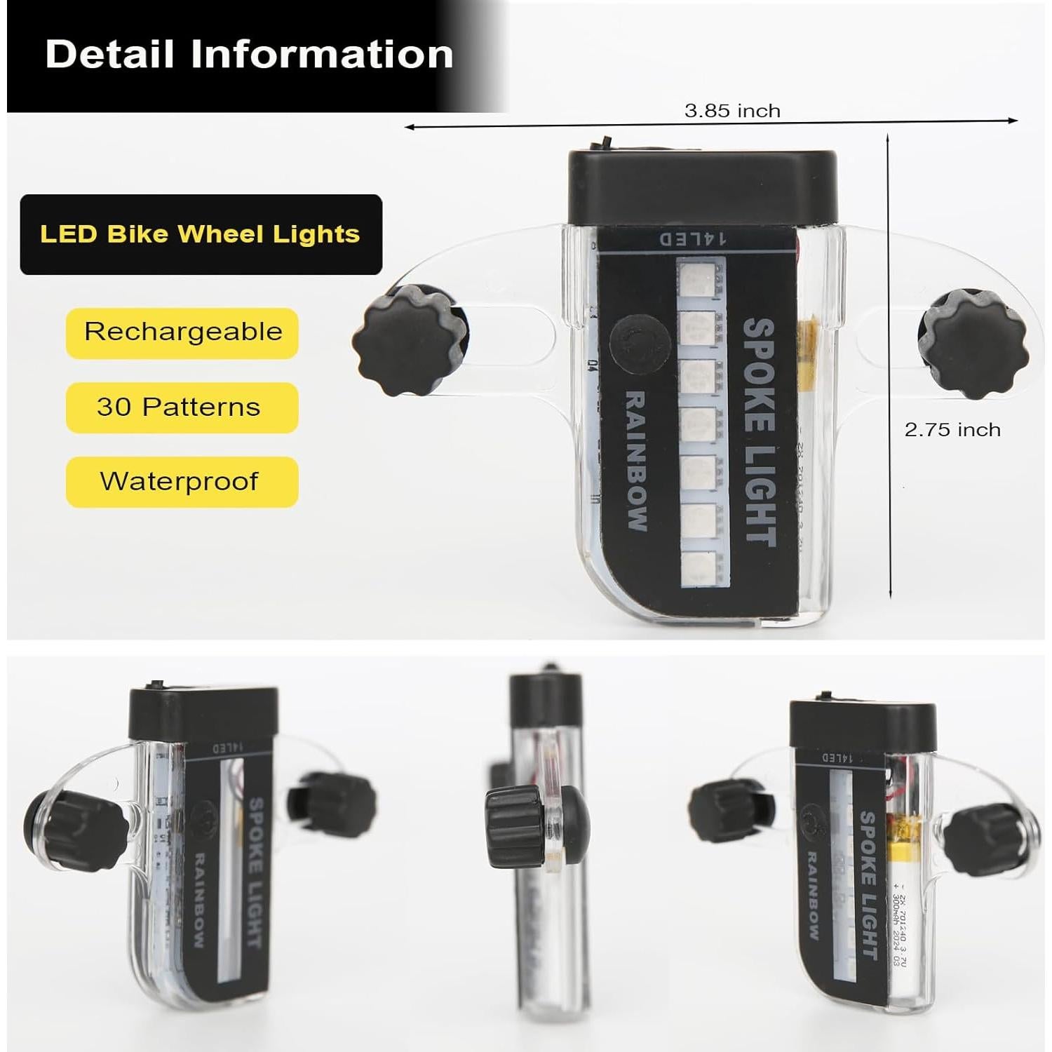 Luces de Radios de Bicicleta BOBILIFE LED Recargables IPX5