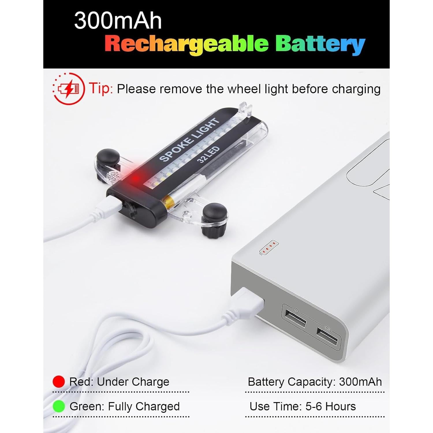 Luces LED para Ruedas de Bicicleta Zacro, 32 Patrones, Recargables