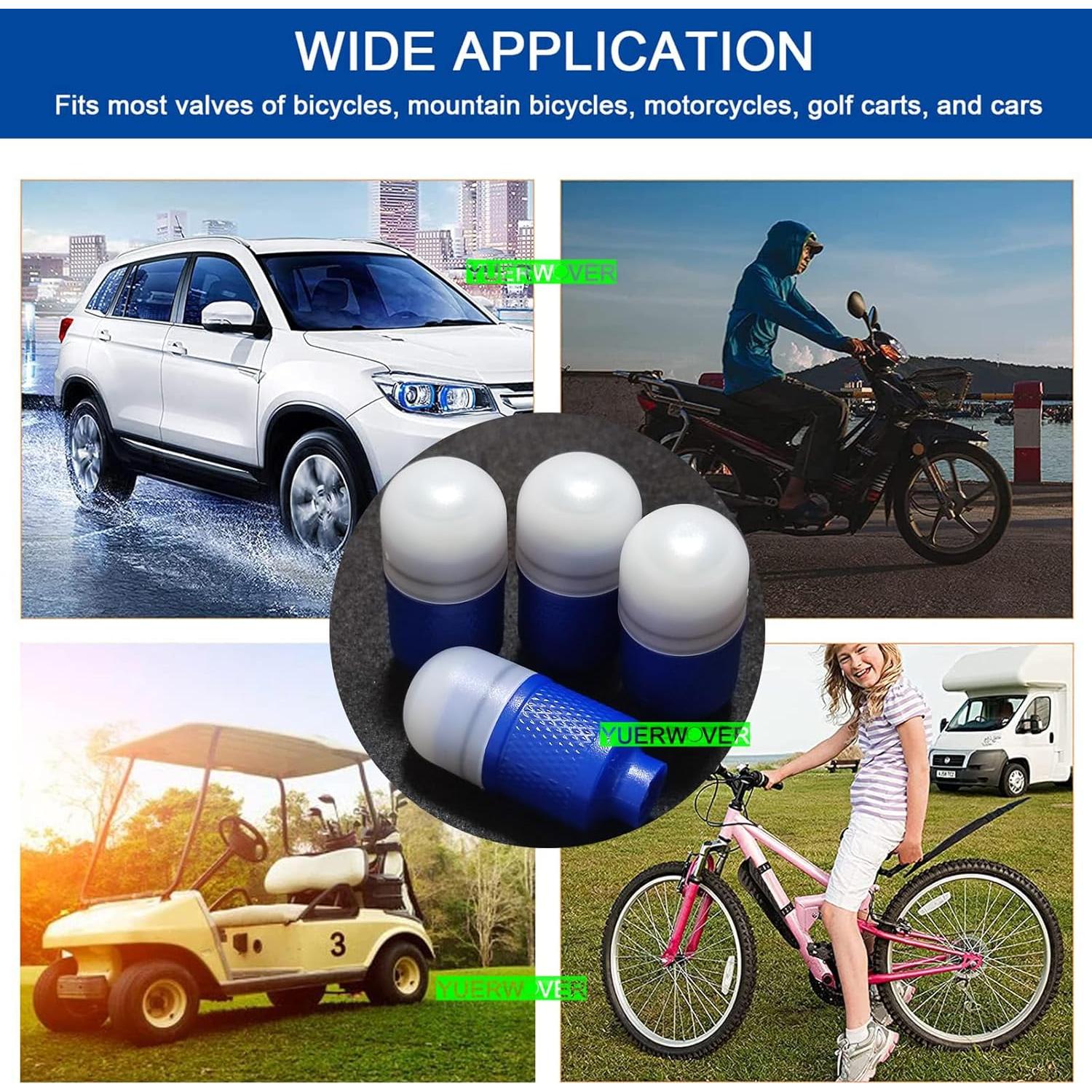 Luces LED para Válvulas de Bicicleta YUERWOVER C-NBL-4 Azul