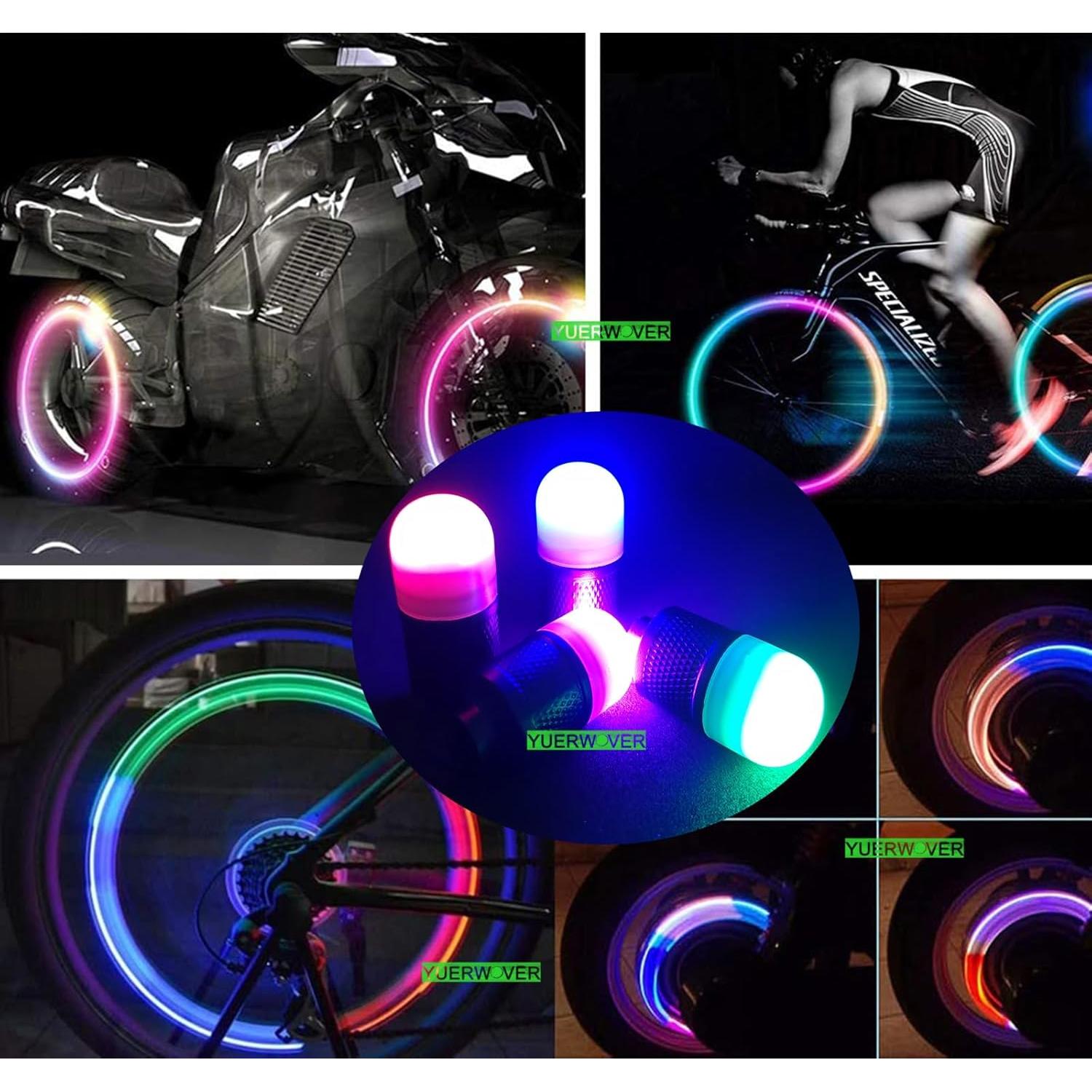 Luces LED para Válvulas de Bicicleta YUERWOVER C-NBL-4 Azul
