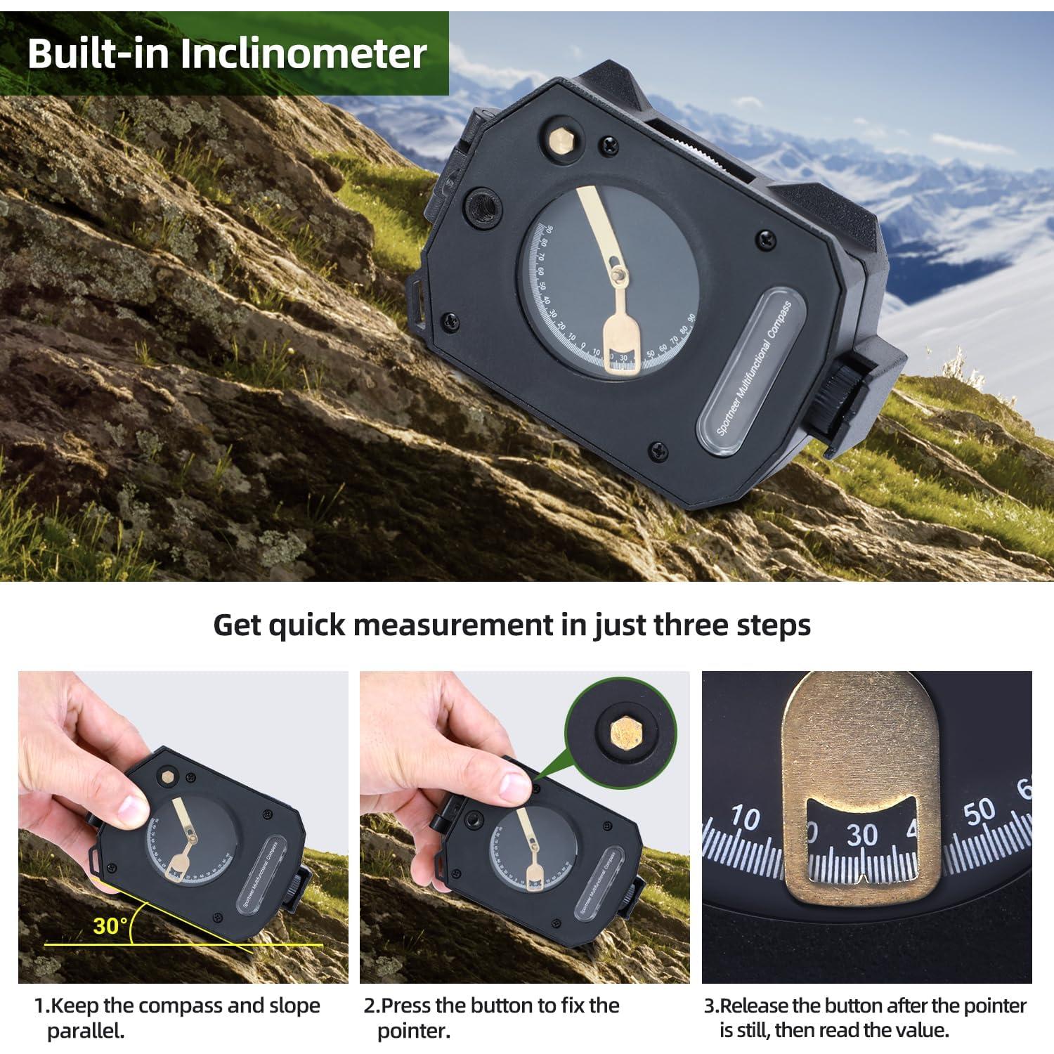 Brújula de Supervivencia Sportneer con Inclinómetro para Senderismo