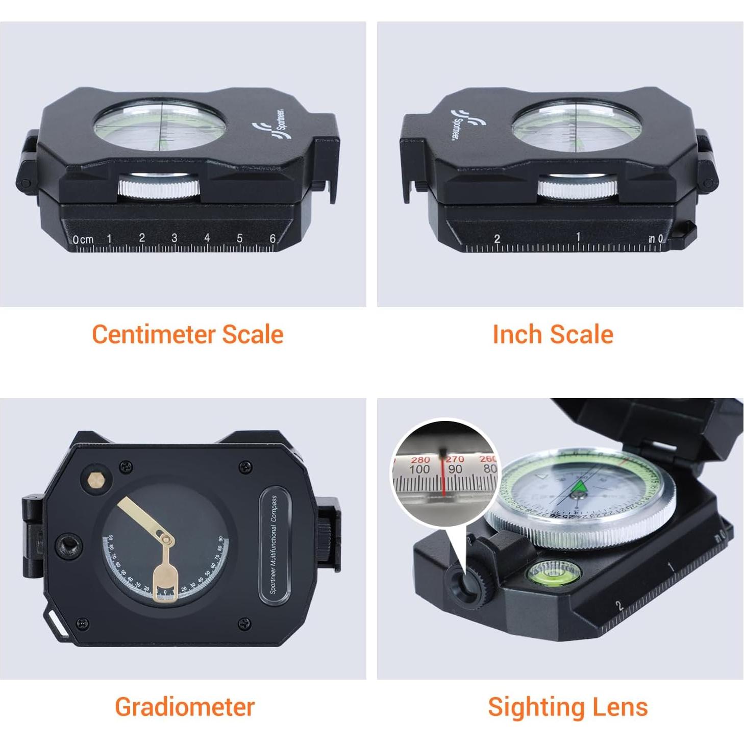 Brújula de Supervivencia Sportneer con Inclinómetro para Senderismo