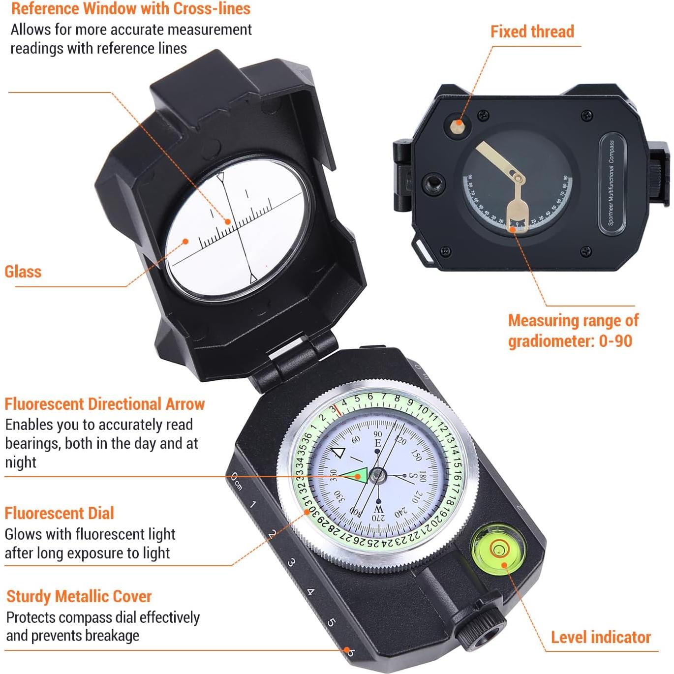 Brújula de Supervivencia Sportneer con Inclinómetro para Senderismo