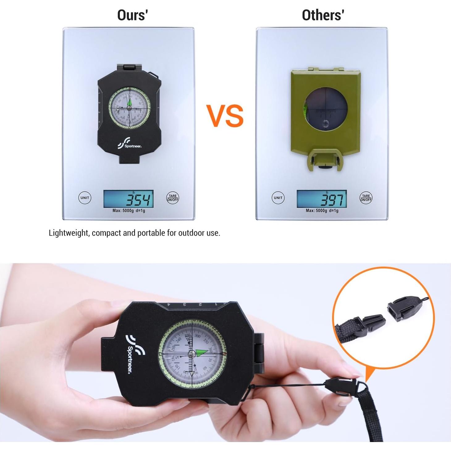 Brújula de Supervivencia Sportneer con Inclinómetro para Senderismo