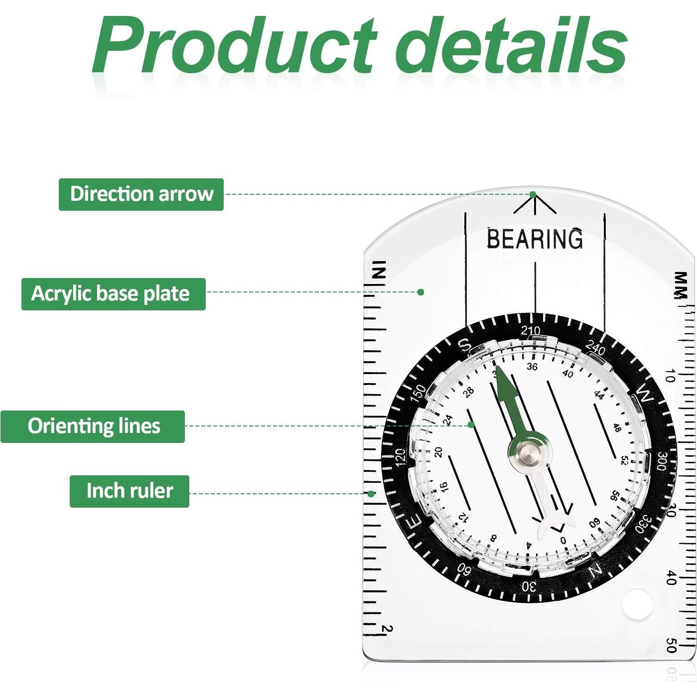 Brújula de Orientación BBTO 9 Piezas Impermeable para Senderismo
