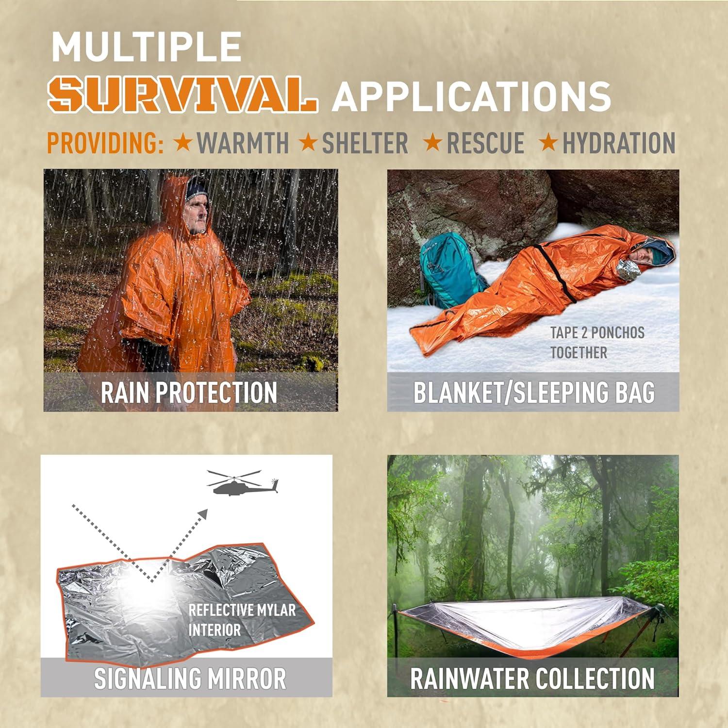 Poncho de Supervivencia Monterra Mylar Impermeable 2 Pcs