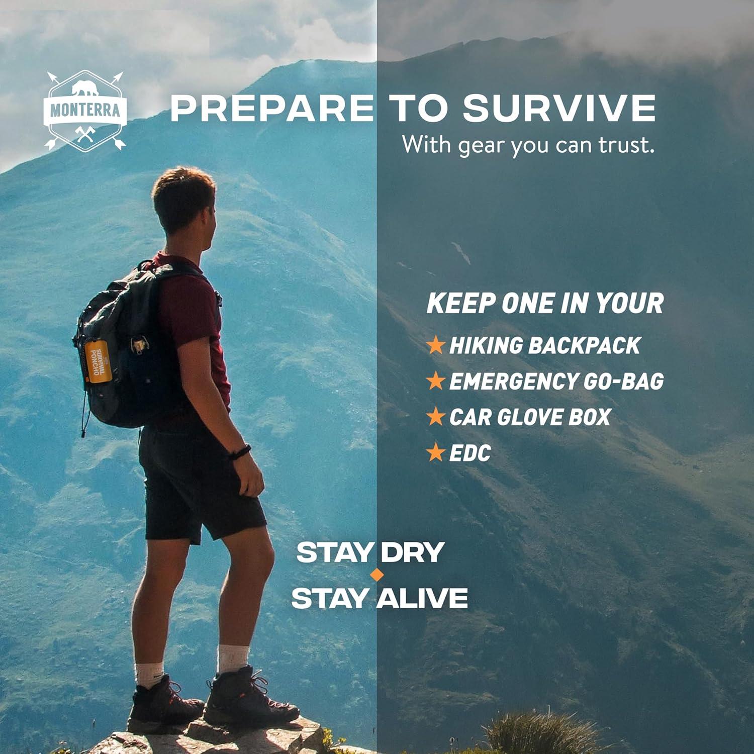 Poncho de Supervivencia Monterra Mylar Impermeable 2 Pcs