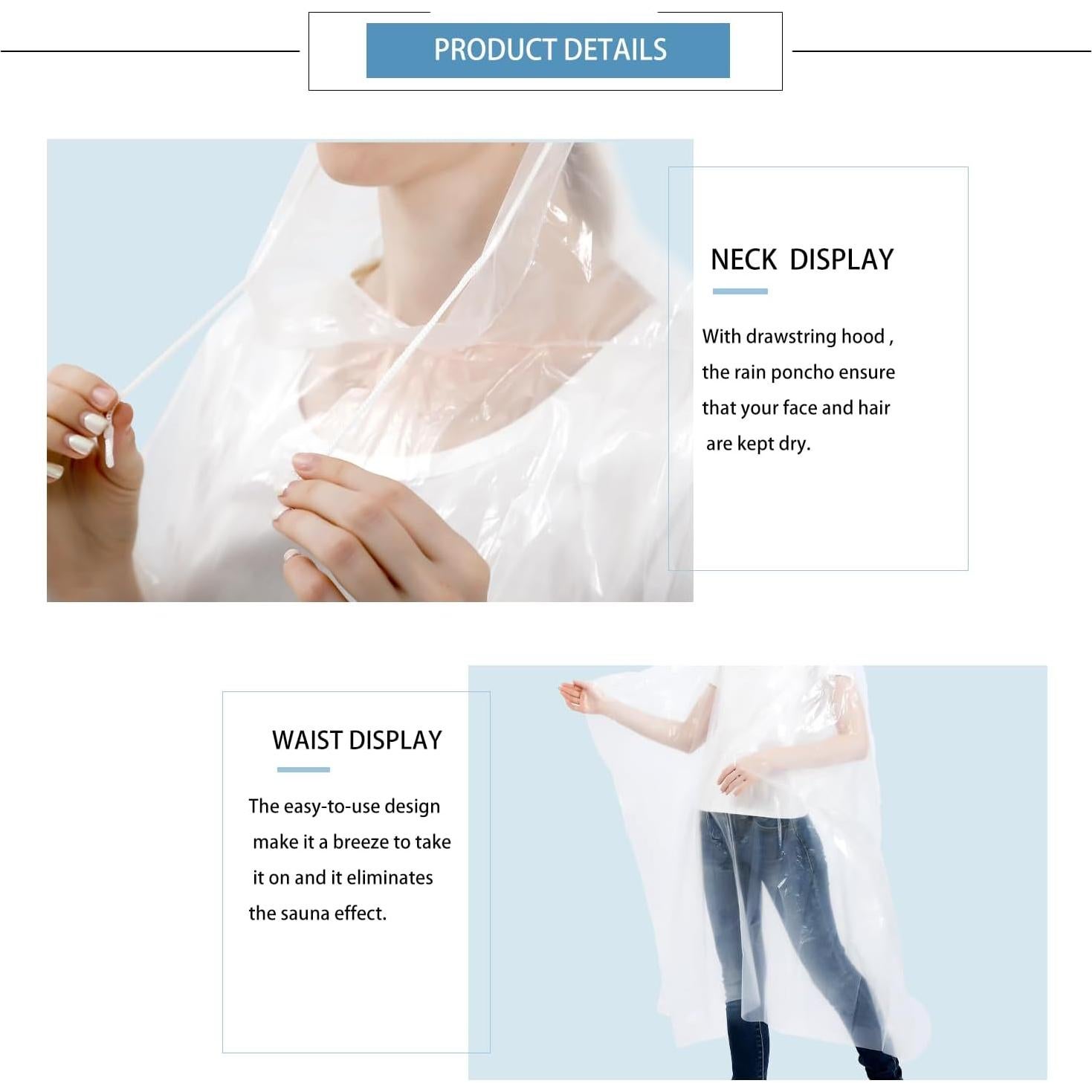 Ponchos de Lluvia Desechables SWOGAA - Paquete Familiar 6 Unidades