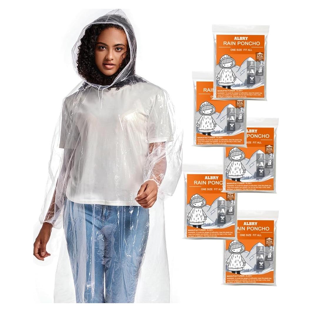 Ponchos de Lluvia Desechables ALBRY para Adultos - 5 Paquetes