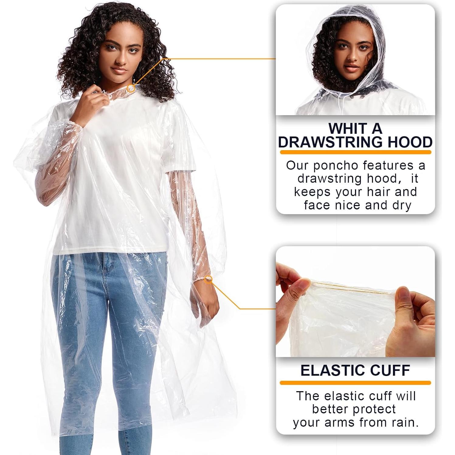 Ponchos de Lluvia Desechables ALBRY para Adultos - 5 Paquetes