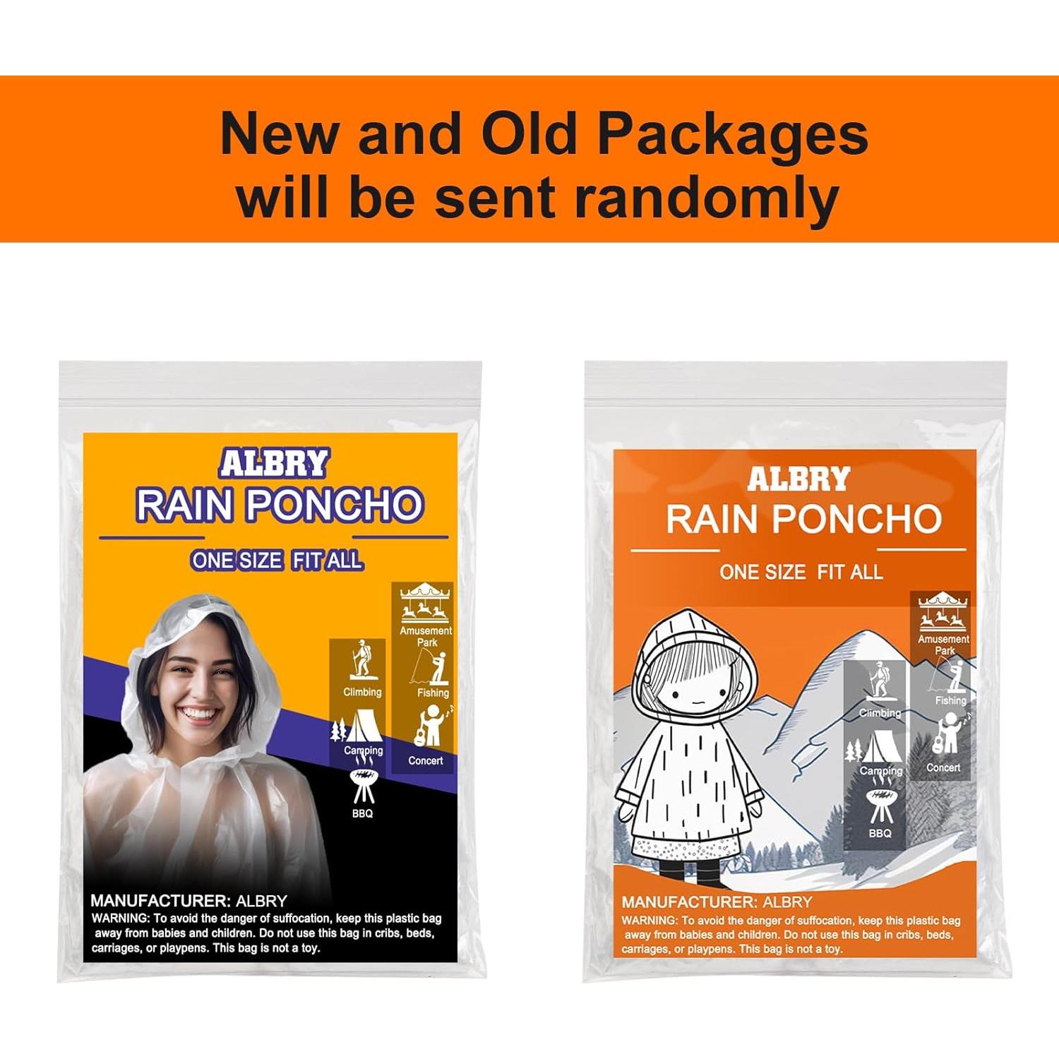 Ponchos de Lluvia Desechables ALBRY para Adultos - 5 Paquetes