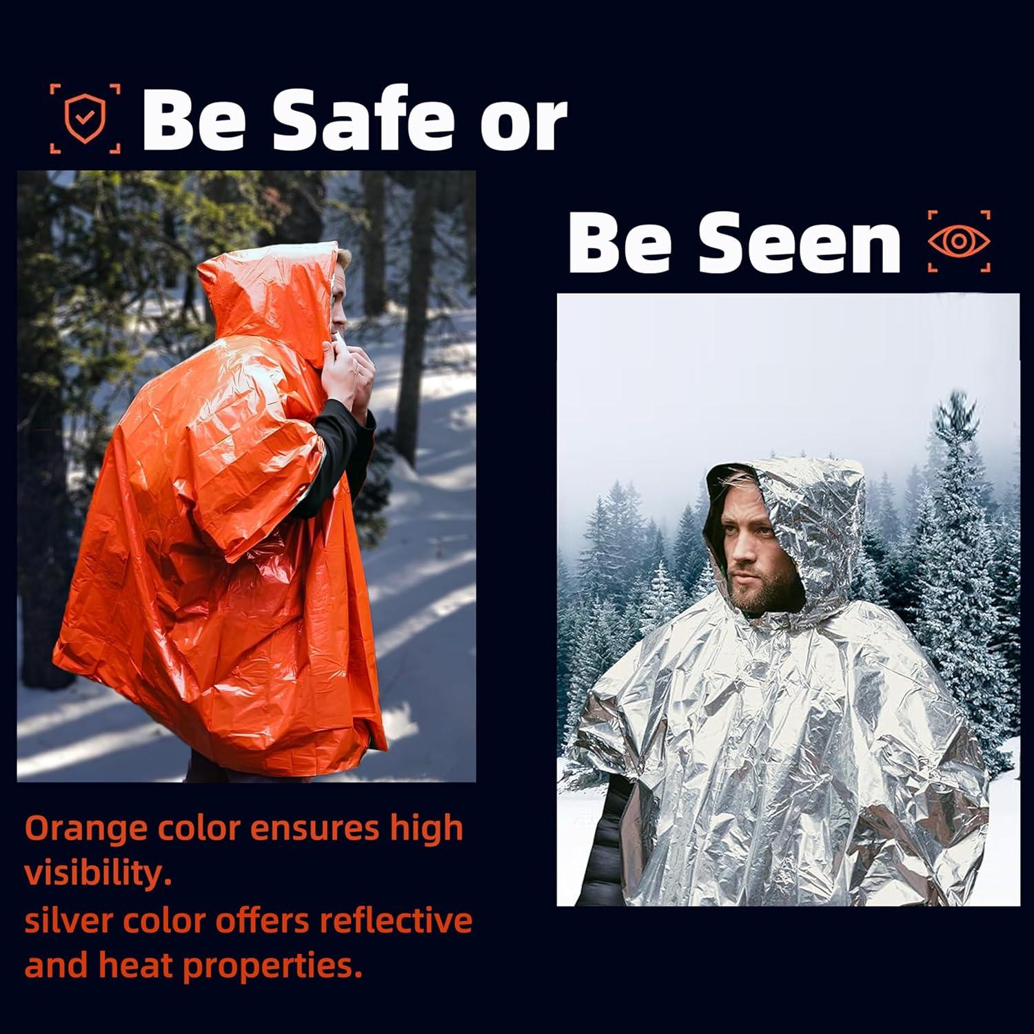 Poncho de Lluvia de Supervivencia Vonctixe 2 Pcs Mylar 130x135cm