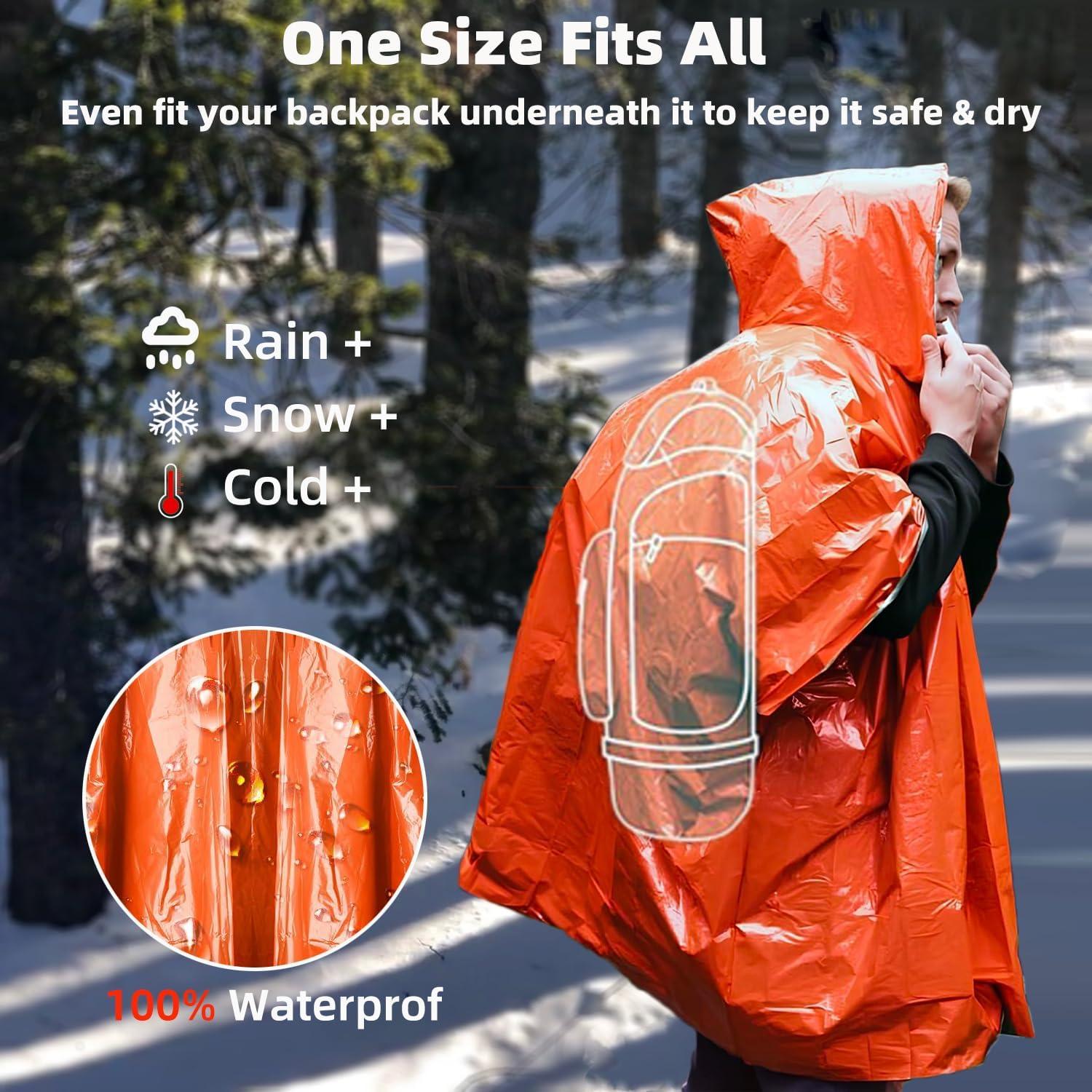 Poncho de Lluvia de Supervivencia Vonctixe 2 Pcs Mylar 130x135cm