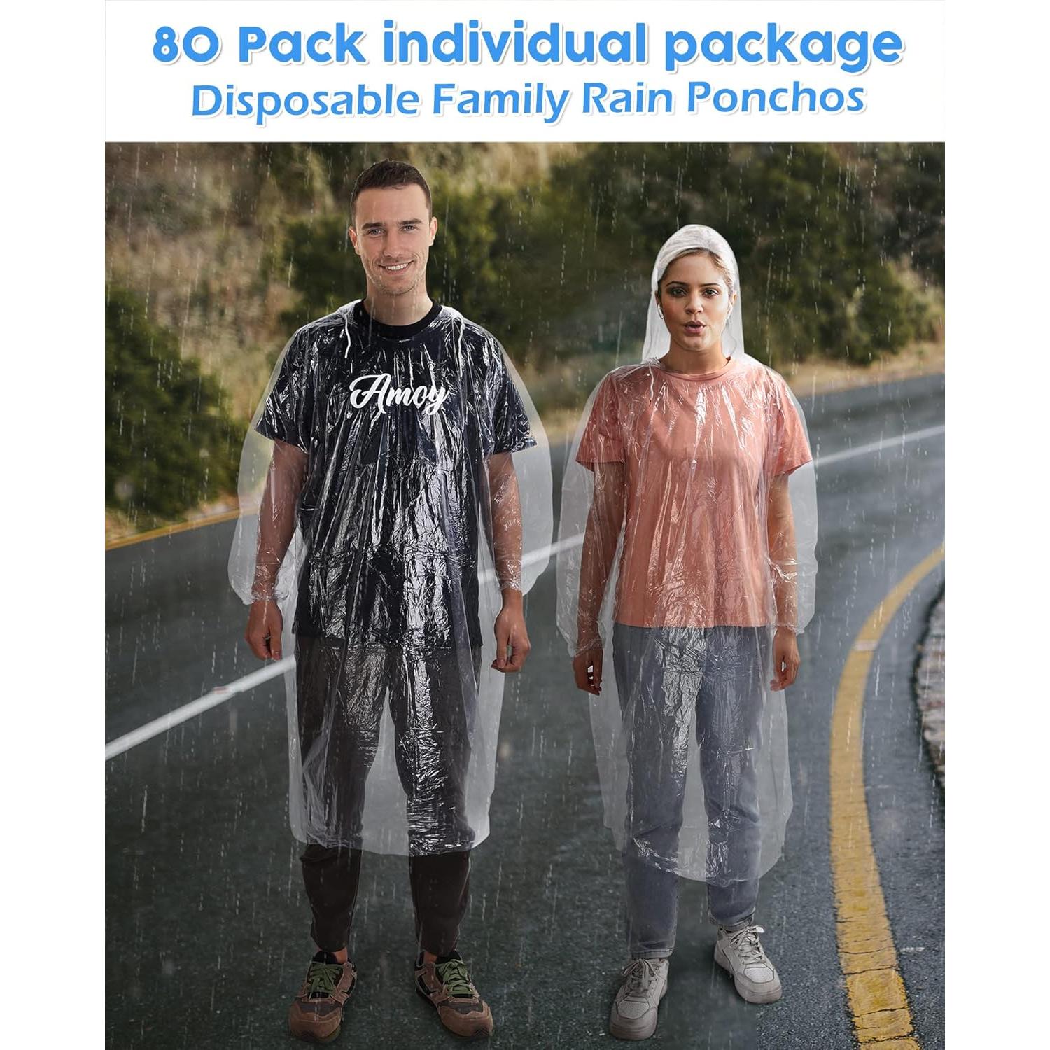 Ponchos Desechables JaGely 80 Unidades Impermeables Transparentes