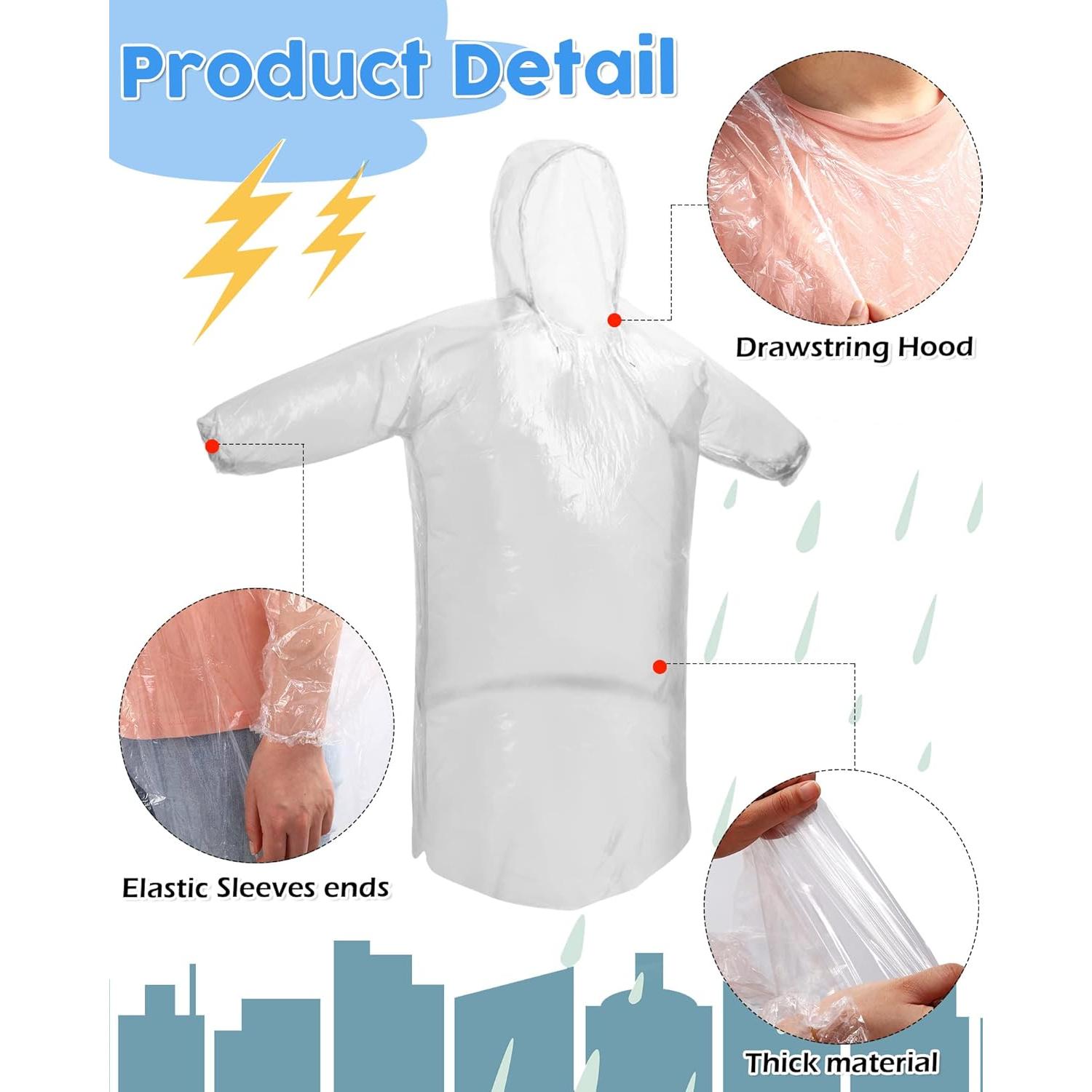 Ponchos Desechables JaGely 80 Unidades Impermeables Transparentes