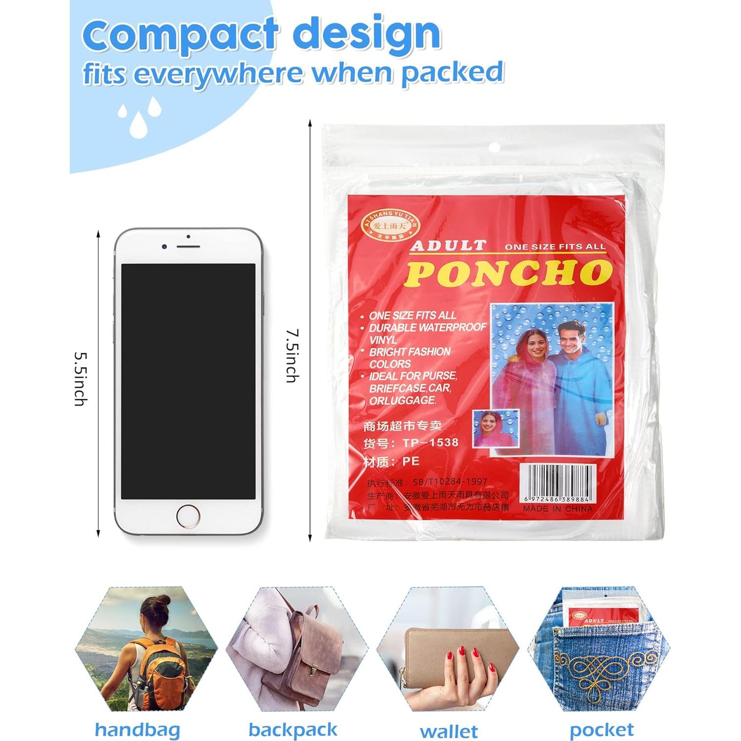 Ponchos Desechables JaGely 80 Unidades Impermeables Transparentes