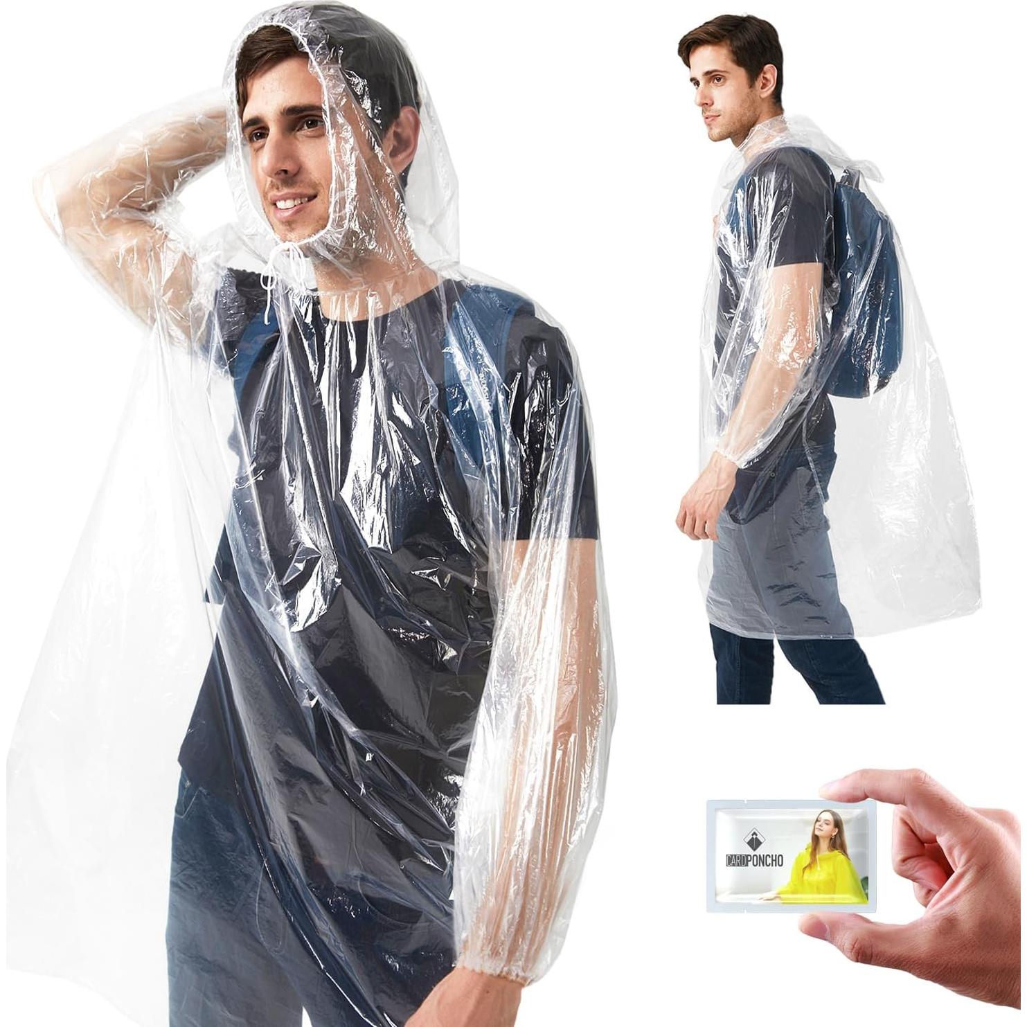 Ponchos de lluvia desechables CARDPONCHO para adultos - 5 paquetes