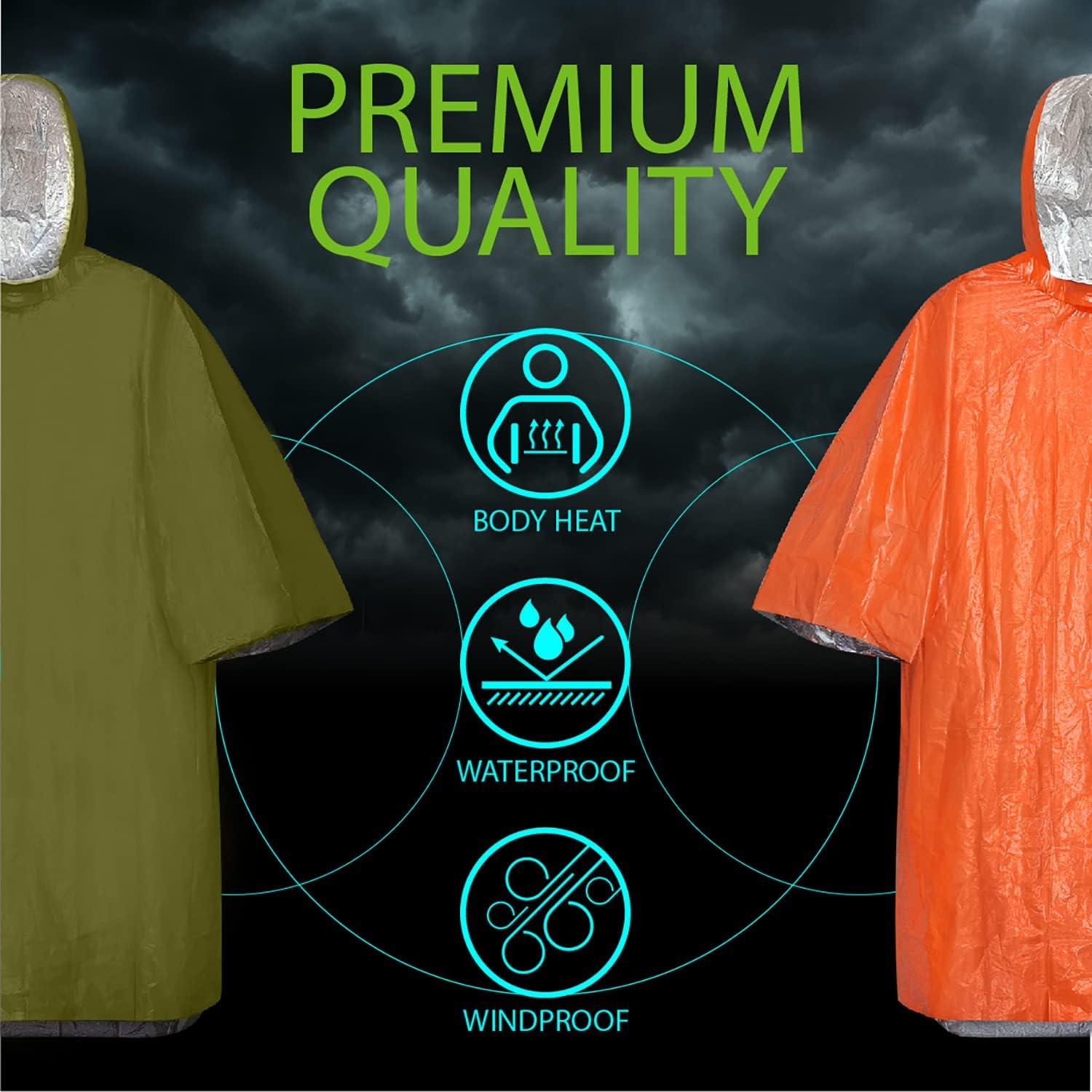 Poncho de Lluvia de Emergencia FosPower 4 Piezas Impermeable