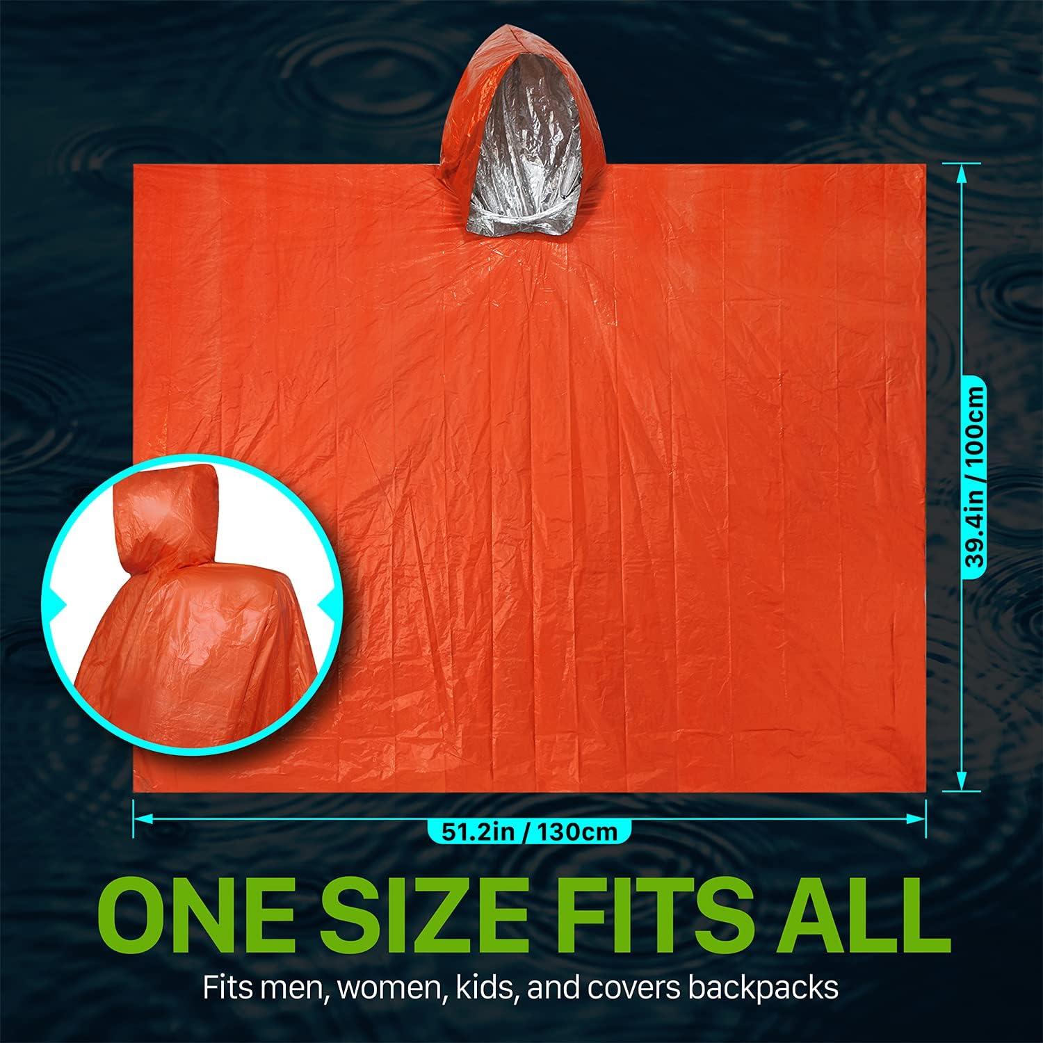 Poncho de Lluvia de Emergencia FosPower 4 Piezas Impermeable