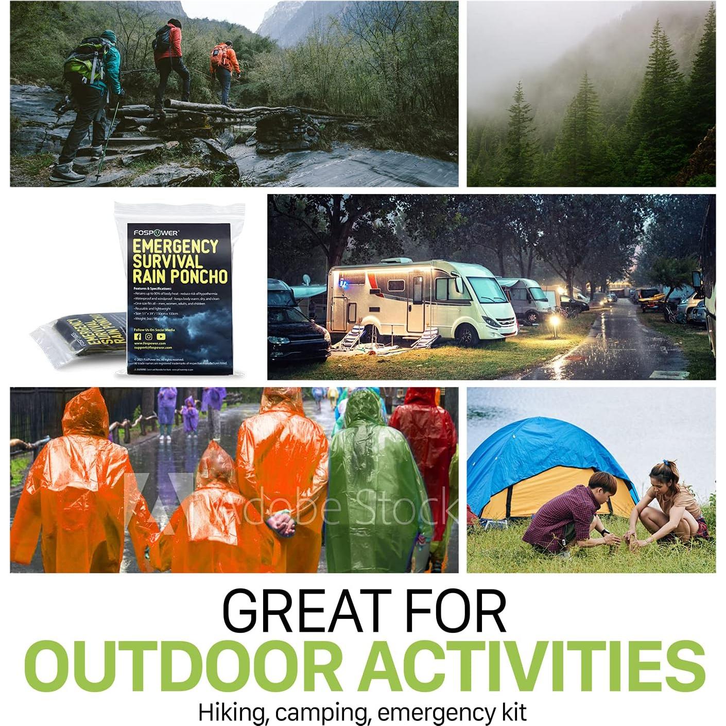 Poncho de Lluvia de Emergencia FosPower 4 Piezas Impermeable