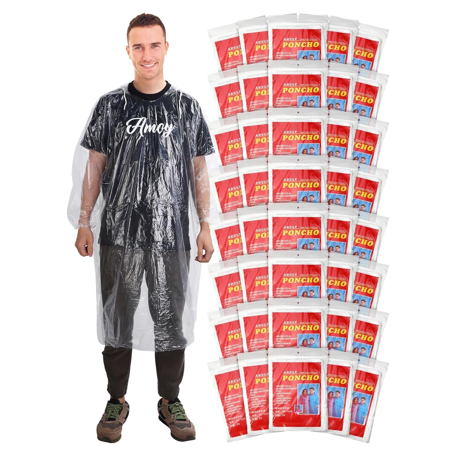 Paquete de 40 Ponchos de Lluvia Desechables Tarpop - Adultos
