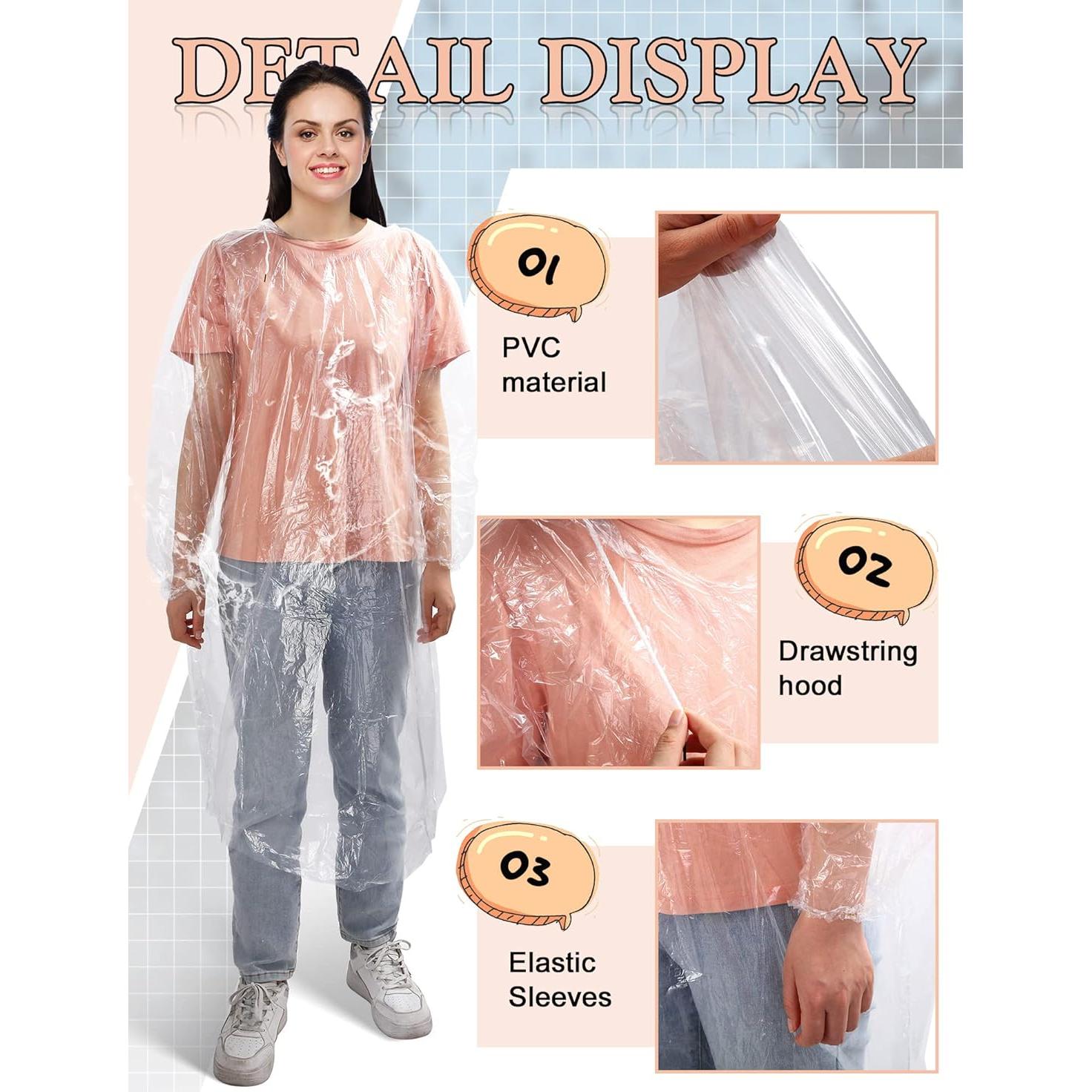 Paquete de 40 Ponchos de Lluvia Desechables Tarpop - Adultos