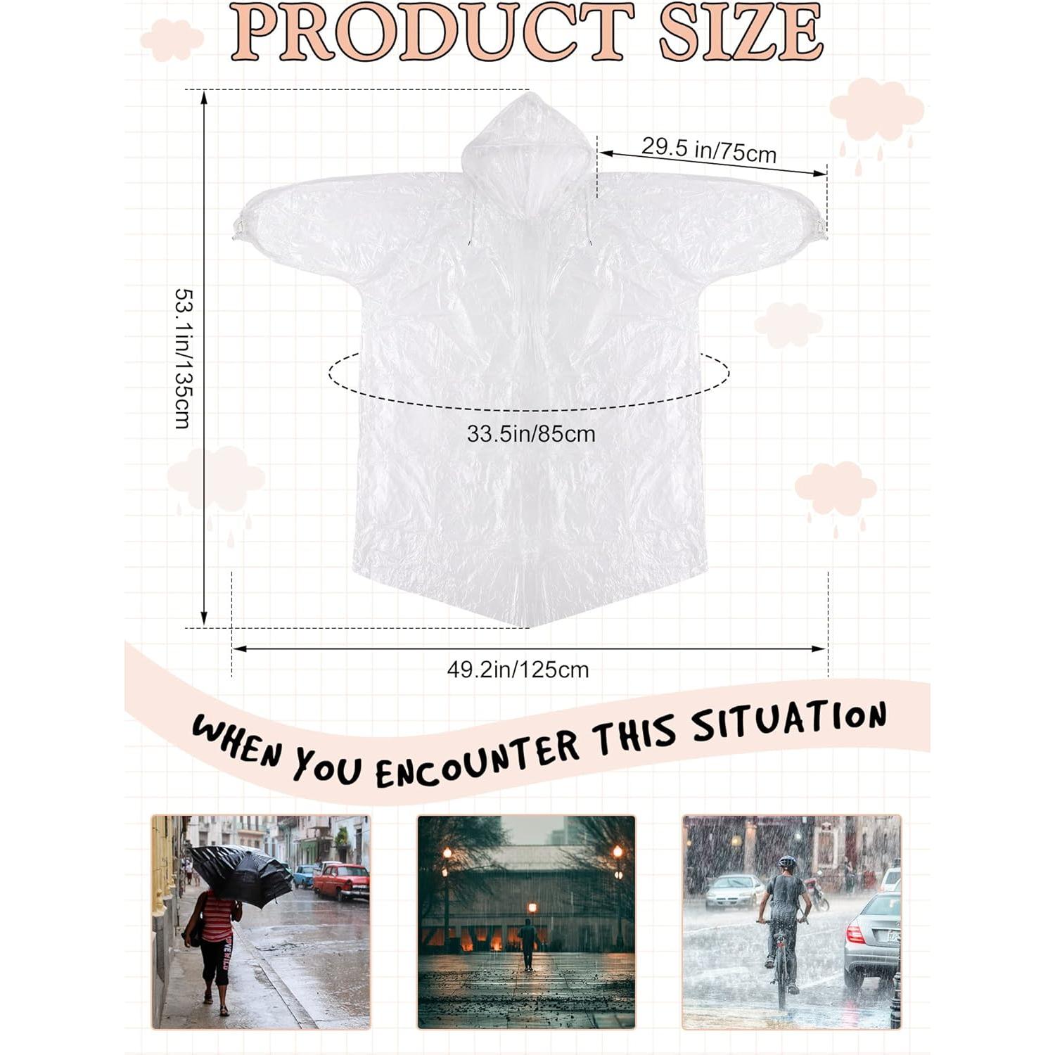 Paquete de 40 Ponchos de Lluvia Desechables Tarpop - Adultos