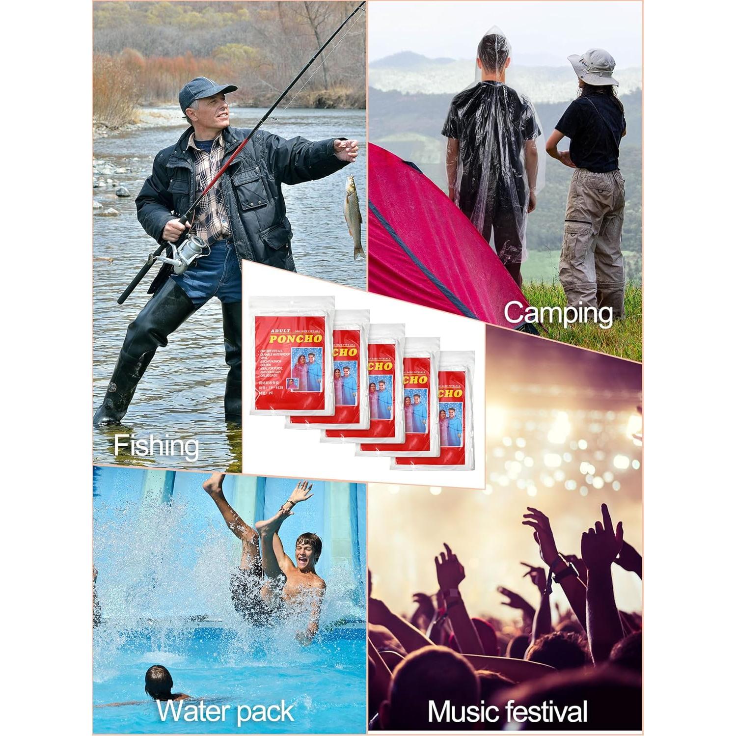 Paquete de 40 Ponchos de Lluvia Desechables Tarpop - Adultos