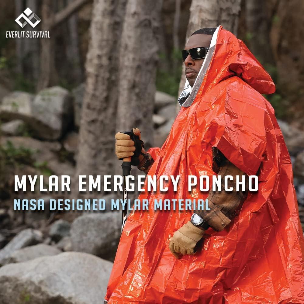 Poncho de Lluvia de Emergencia Everlit Mylar 4 Unidades