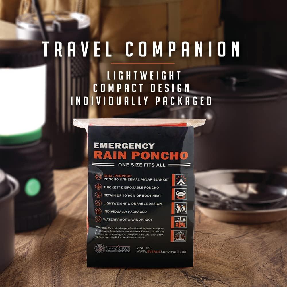 Poncho de Lluvia de Emergencia Everlit Mylar 4 Unidades