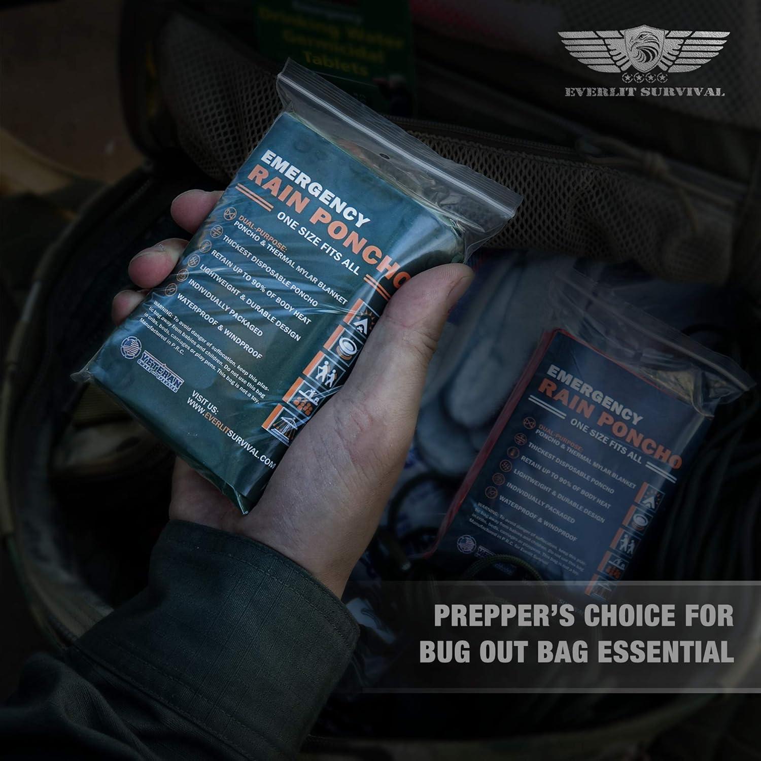 Poncho de Lluvia de Emergencia Everlit Mylar 4 Unidades