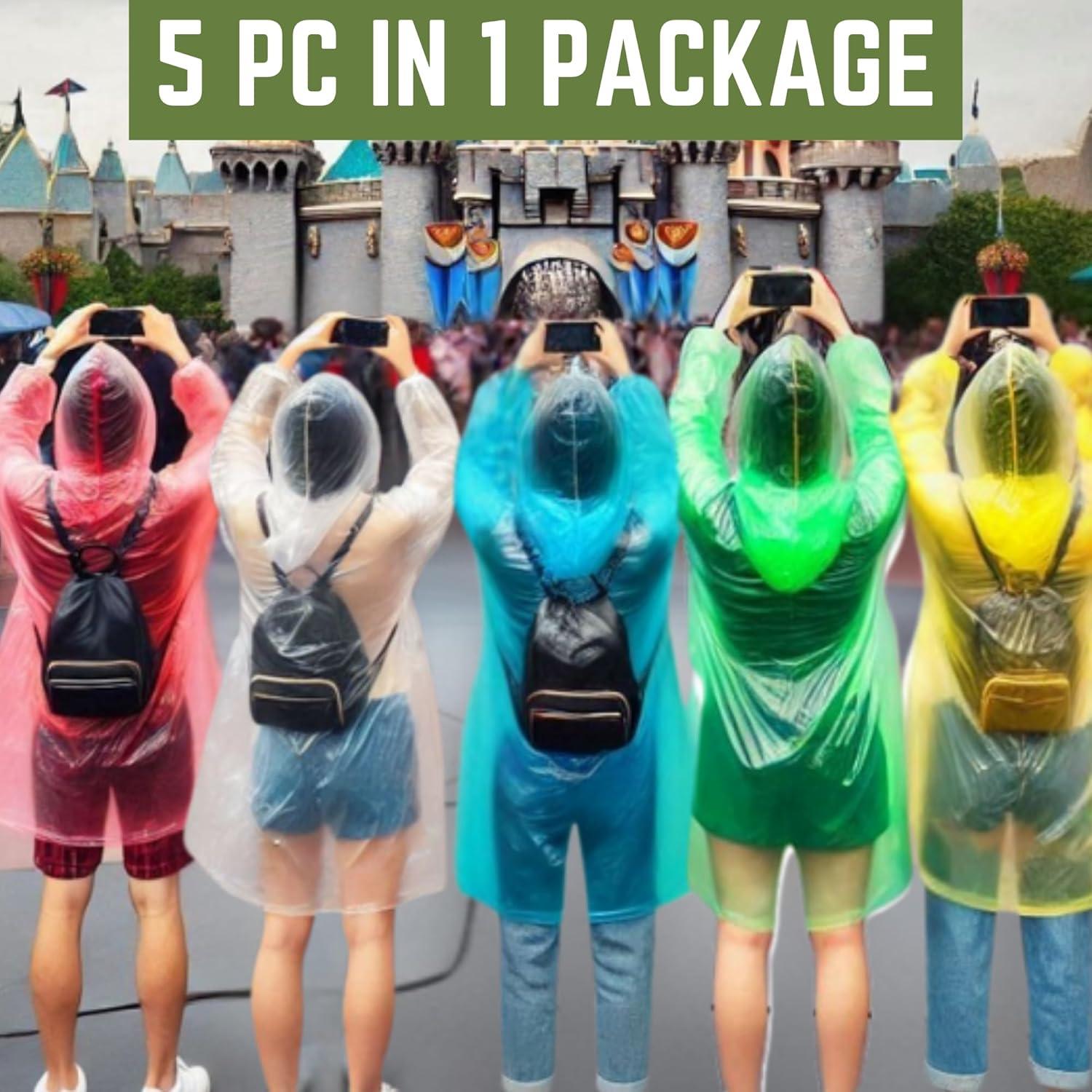 Ponchos de Lluvia Desechables LIXINSHENGTAI - Paquete de 5