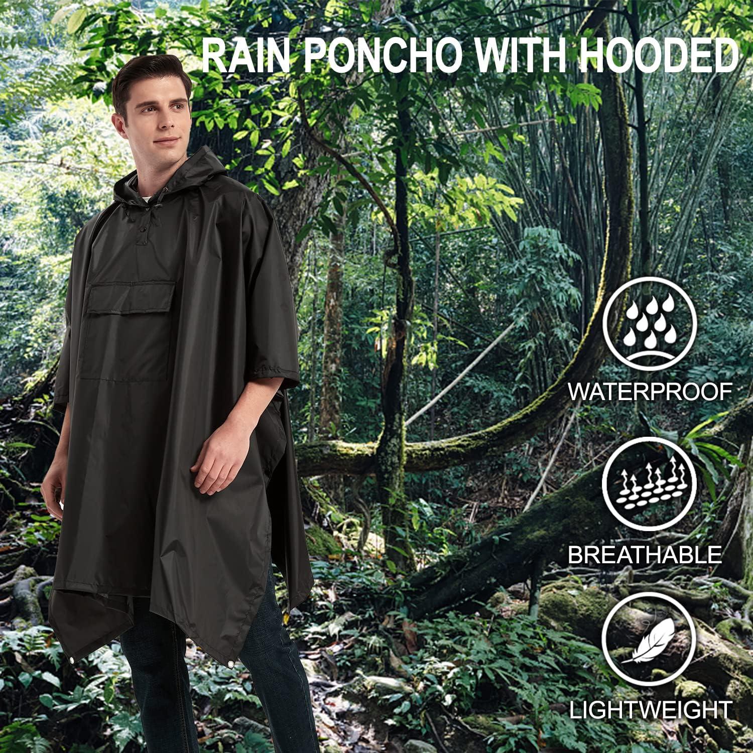 Poncho de Lluvia Impermeable Unisex con Capucha y Bolsillo