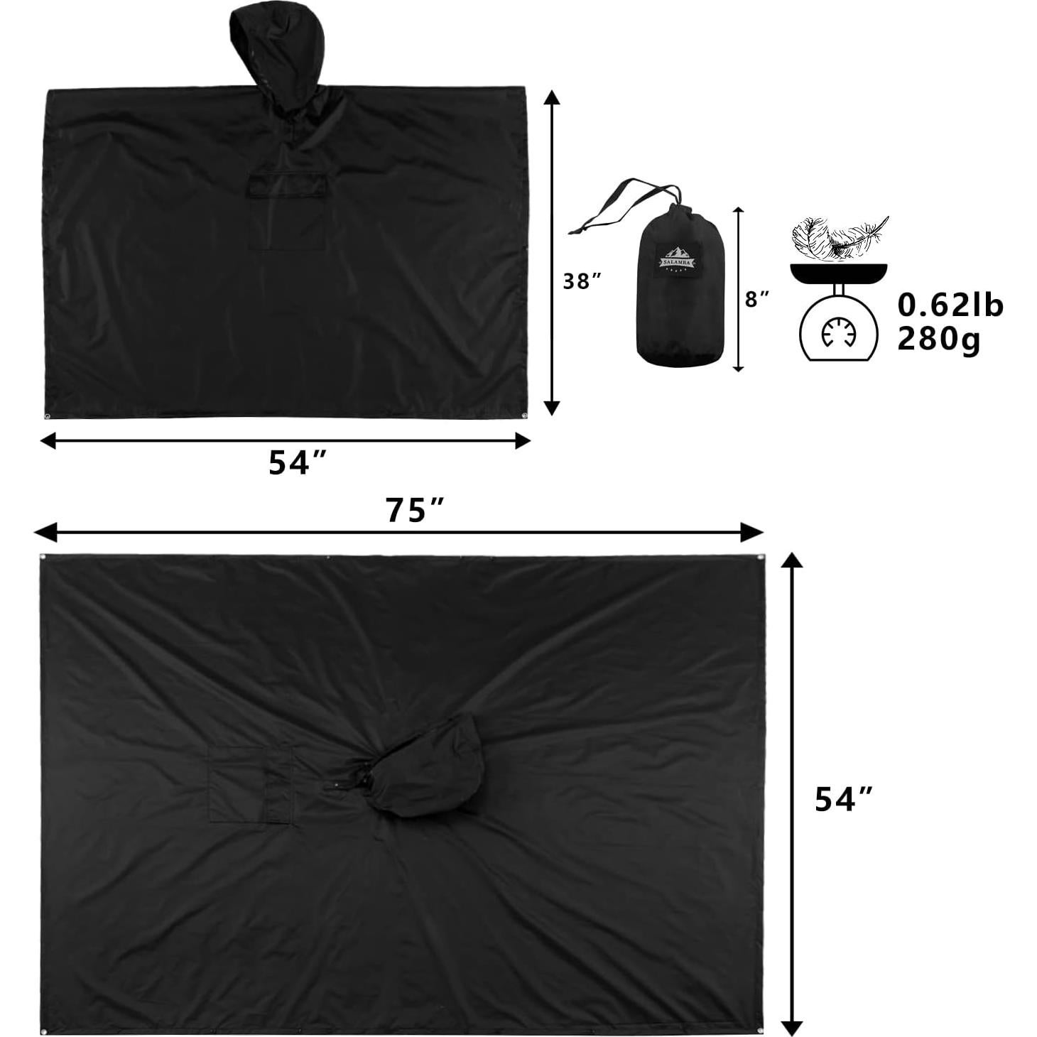 Poncho de Lluvia Impermeable Unisex con Capucha y Bolsillo