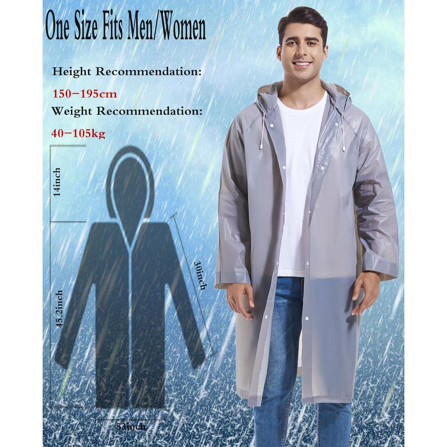Chaquetas de Lluvia Reutilizables Borogo para Adultos - Gris