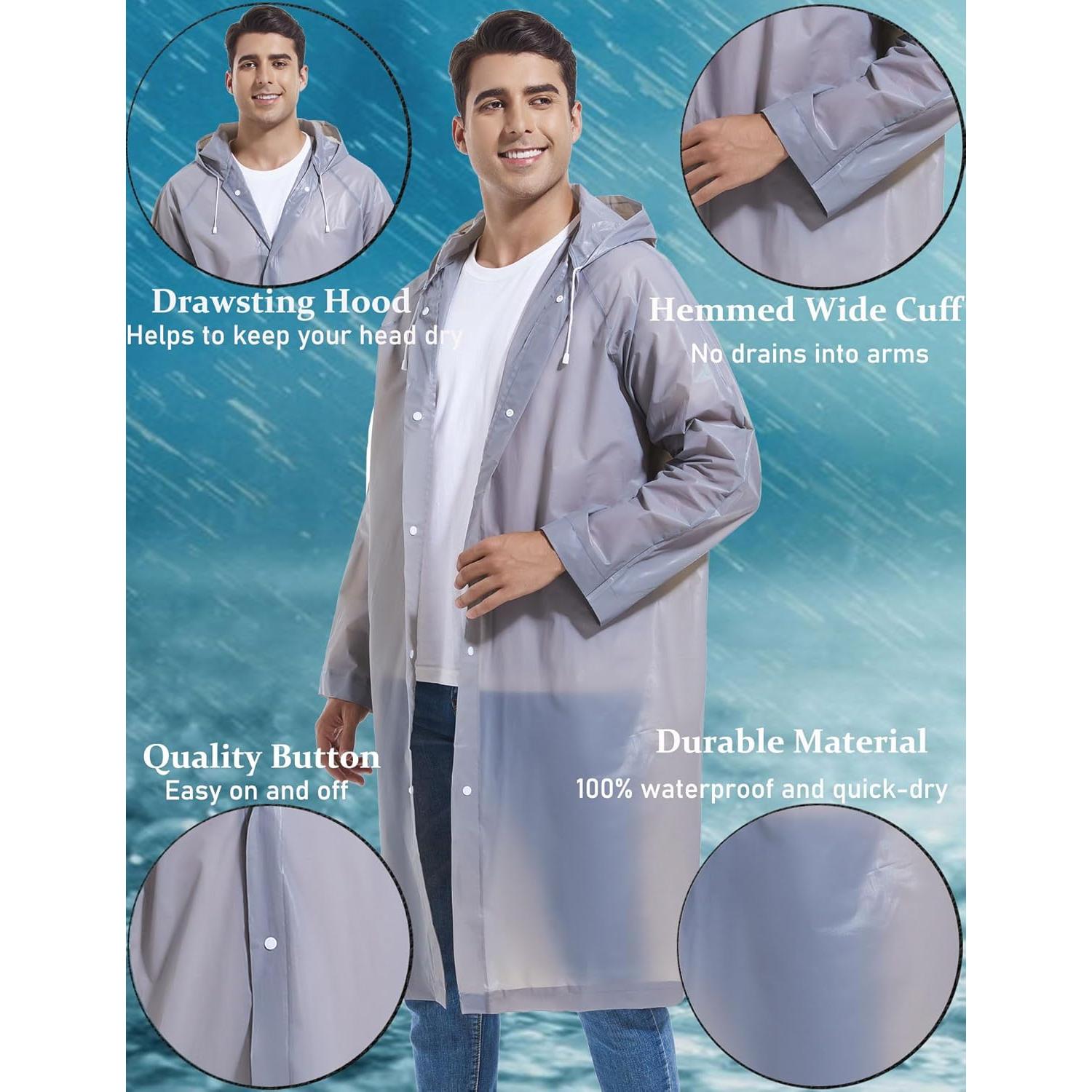 Chaquetas de Lluvia Reutilizables Borogo para Adultos - Gris