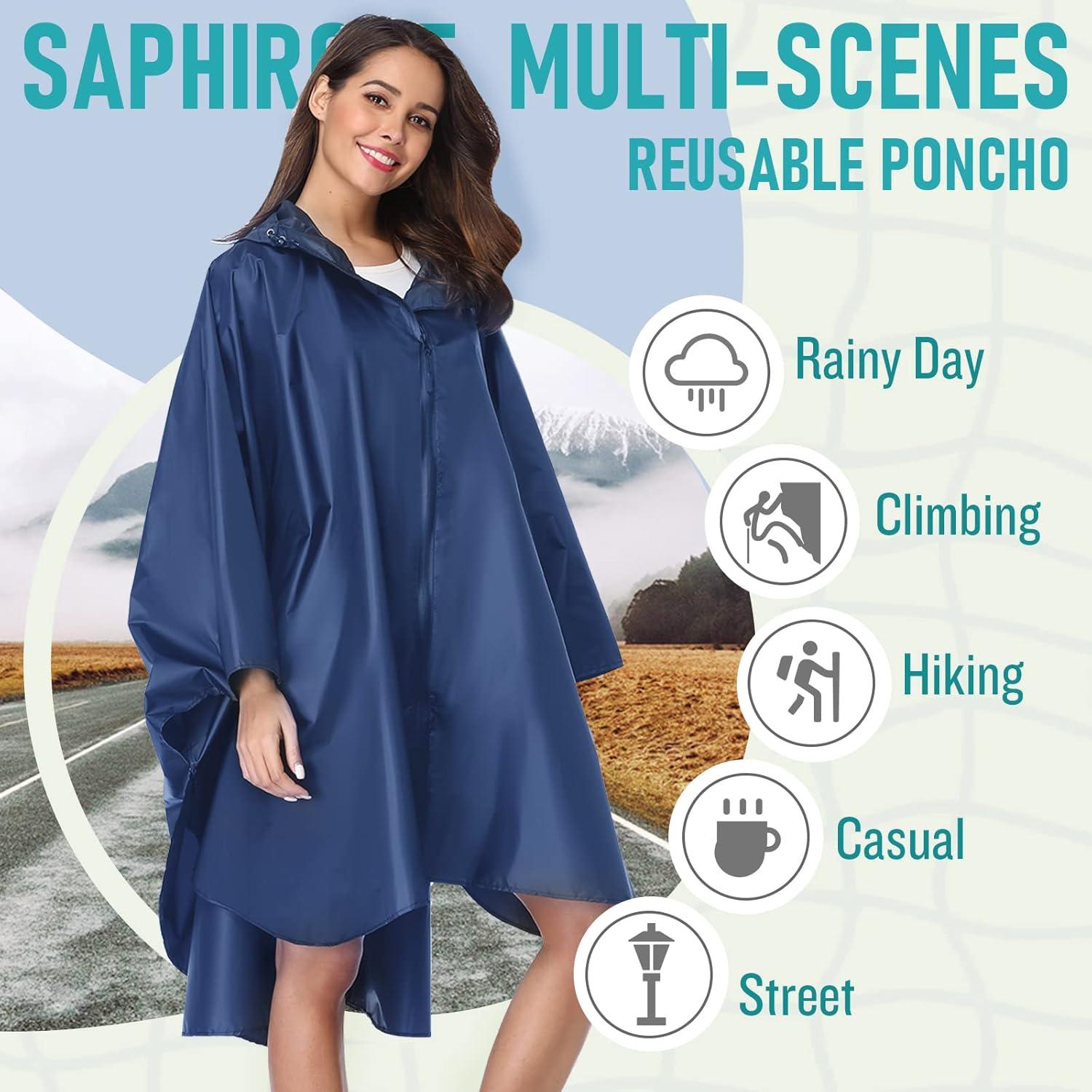 Poncho de Lluvia SaphiRose Marino para Adultos con Capucha