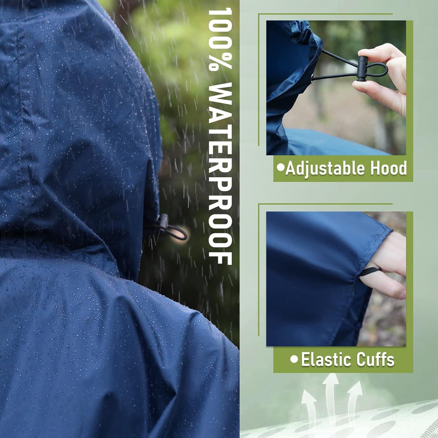 Poncho de Lluvia SaphiRose Marino para Adultos con Capucha