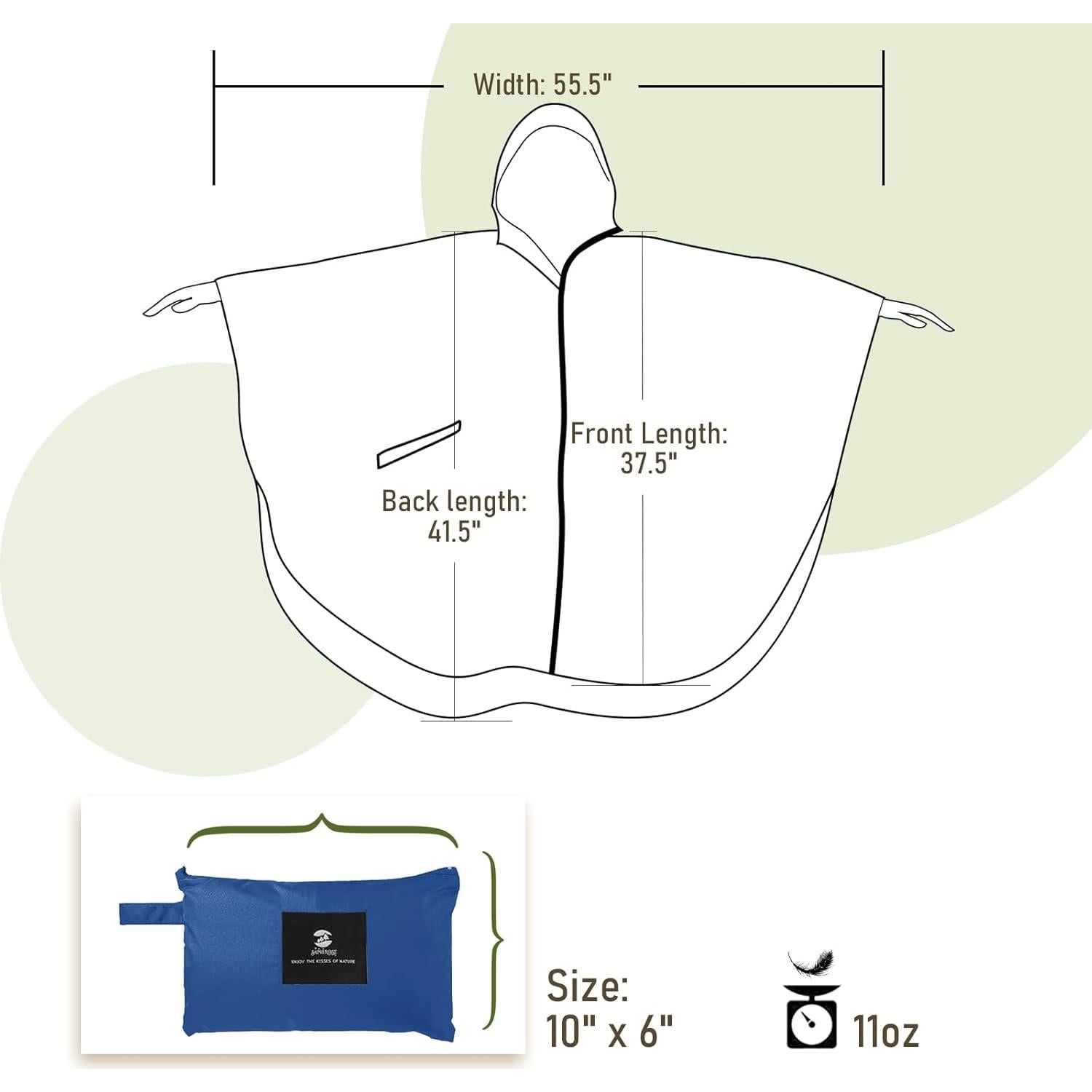 Poncho de Lluvia SaphiRose Marino para Adultos con Capucha