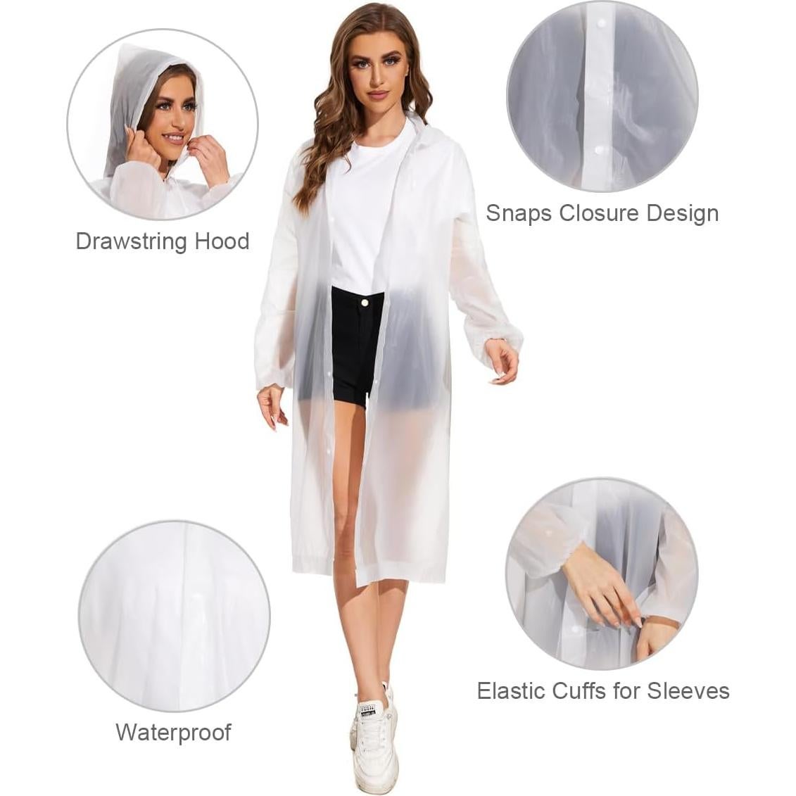 Ponchos de Lluvia Reutilizables Offitecture - 2 Pack Blanco 68x115 cm