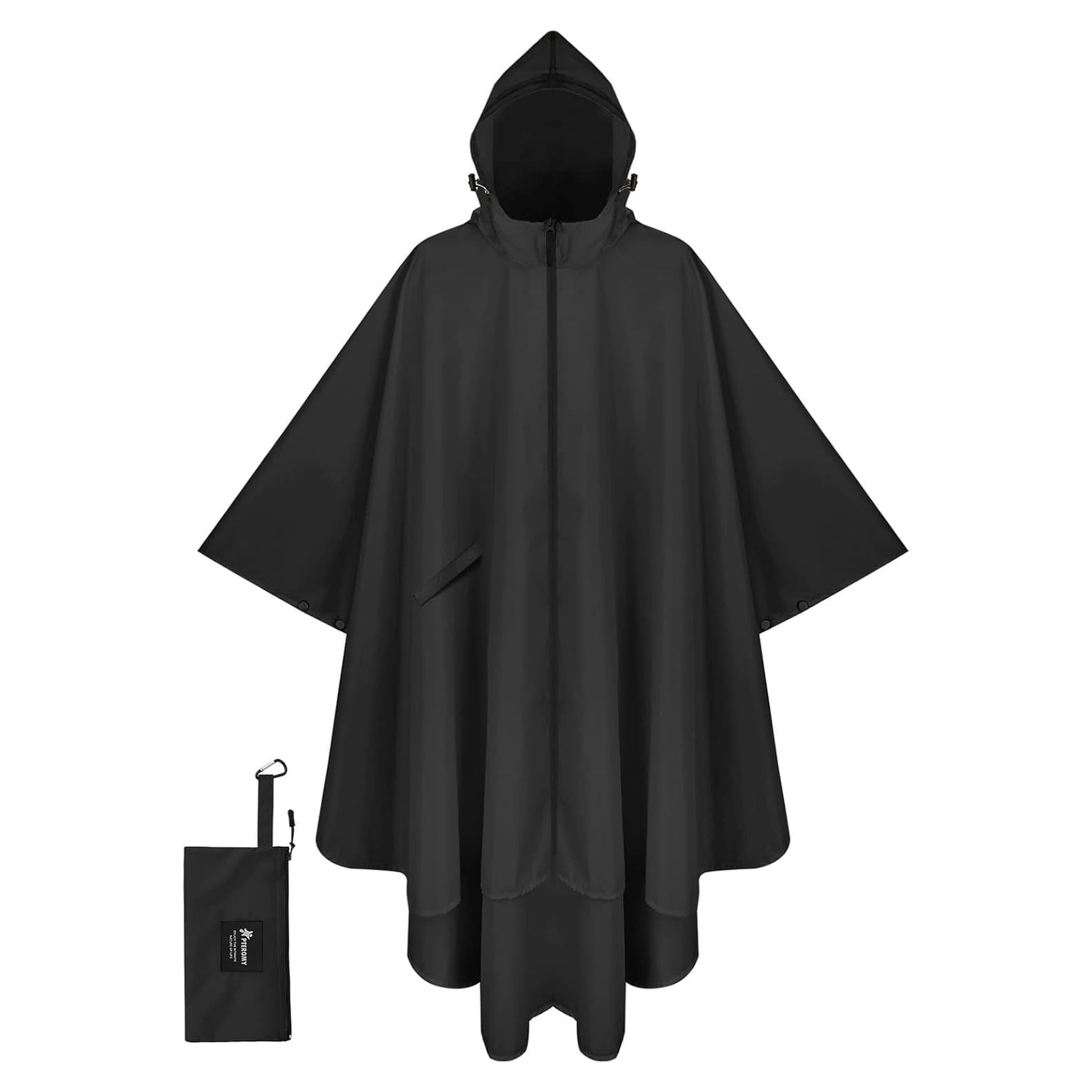 Poncho de Lluvia PTEROMY Impermeable Adulto Unisex Negro
