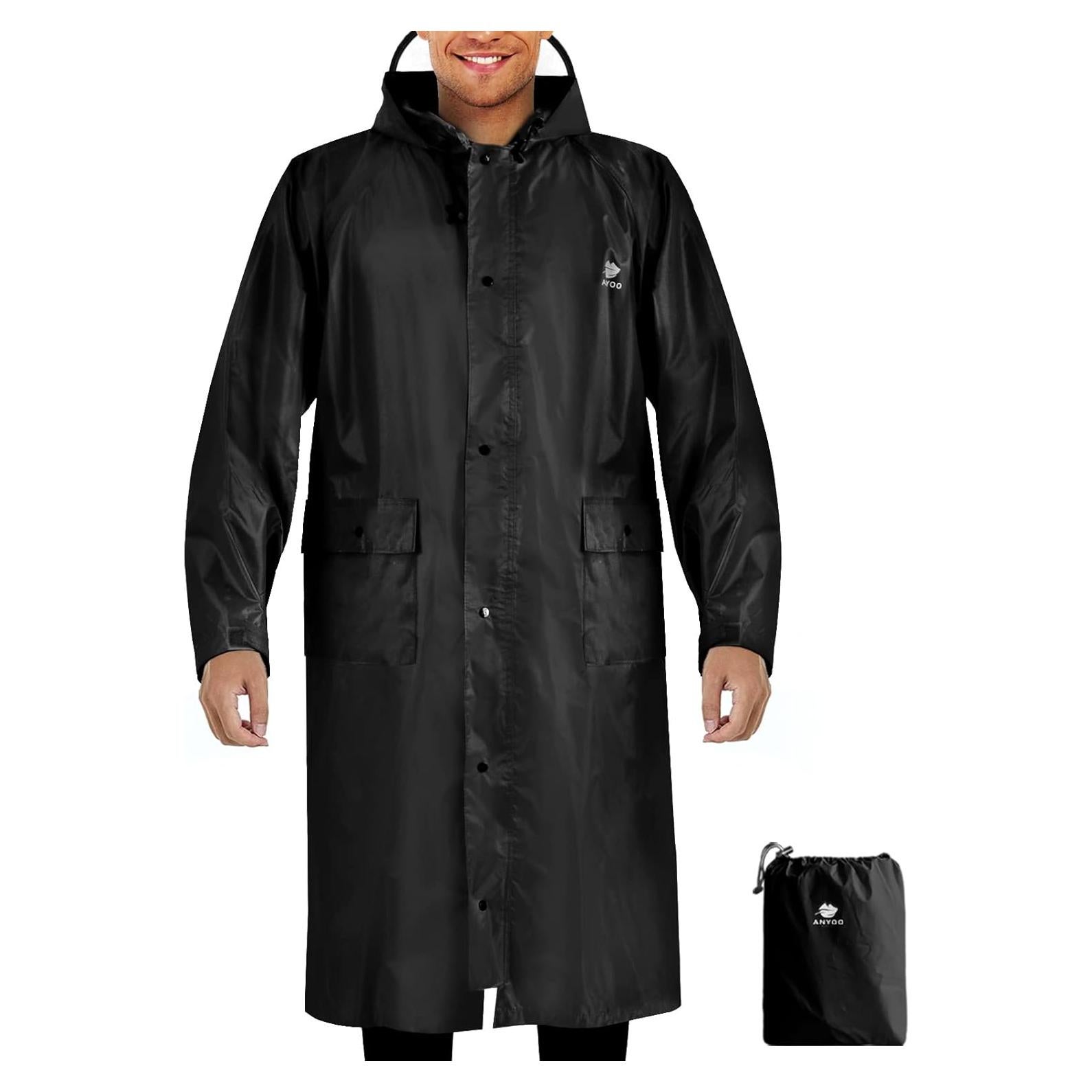 Poncho de Lluvia Impermeable ANYOO Unisex Negro para Camping