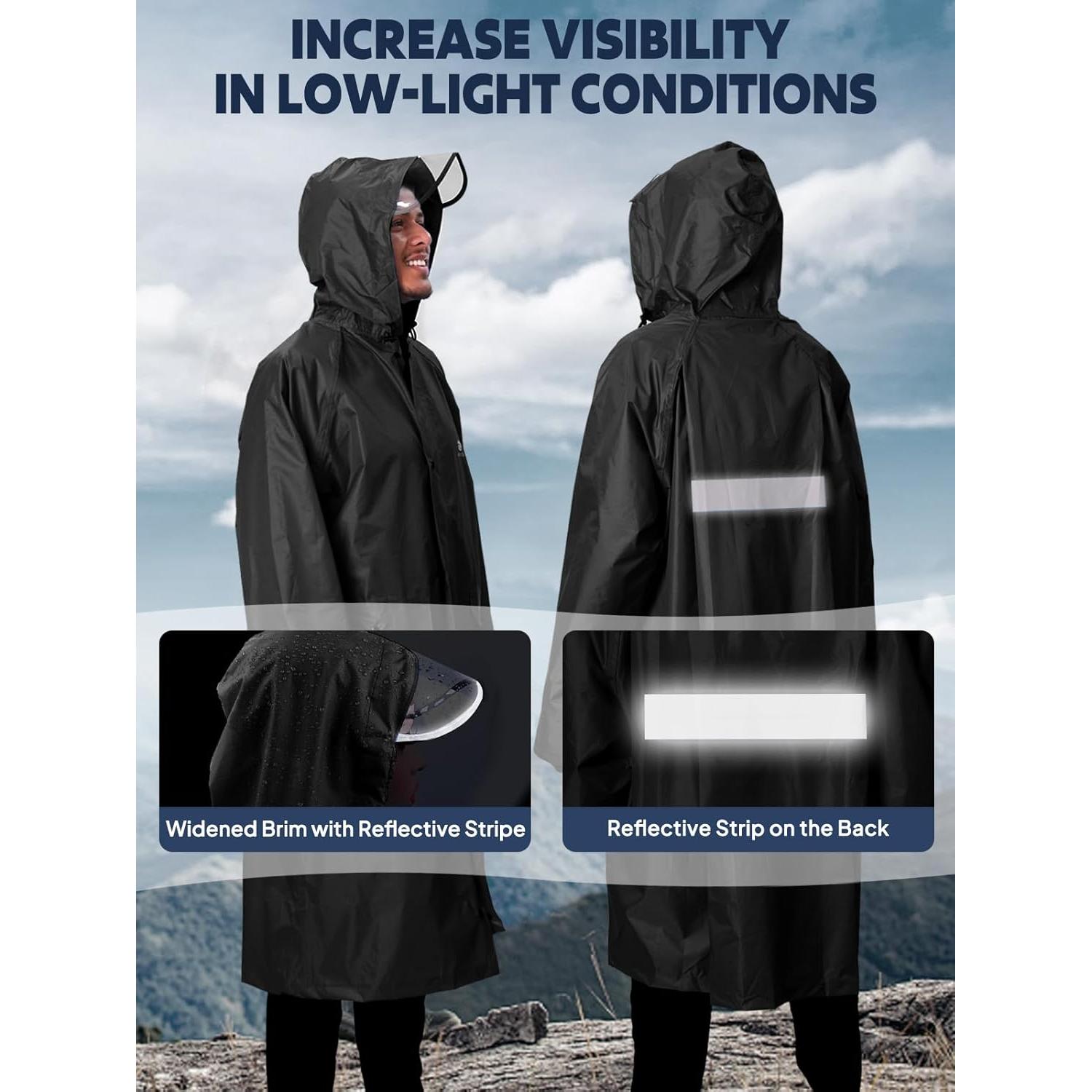 Poncho de Lluvia Impermeable ANYOO Unisex Negro para Camping